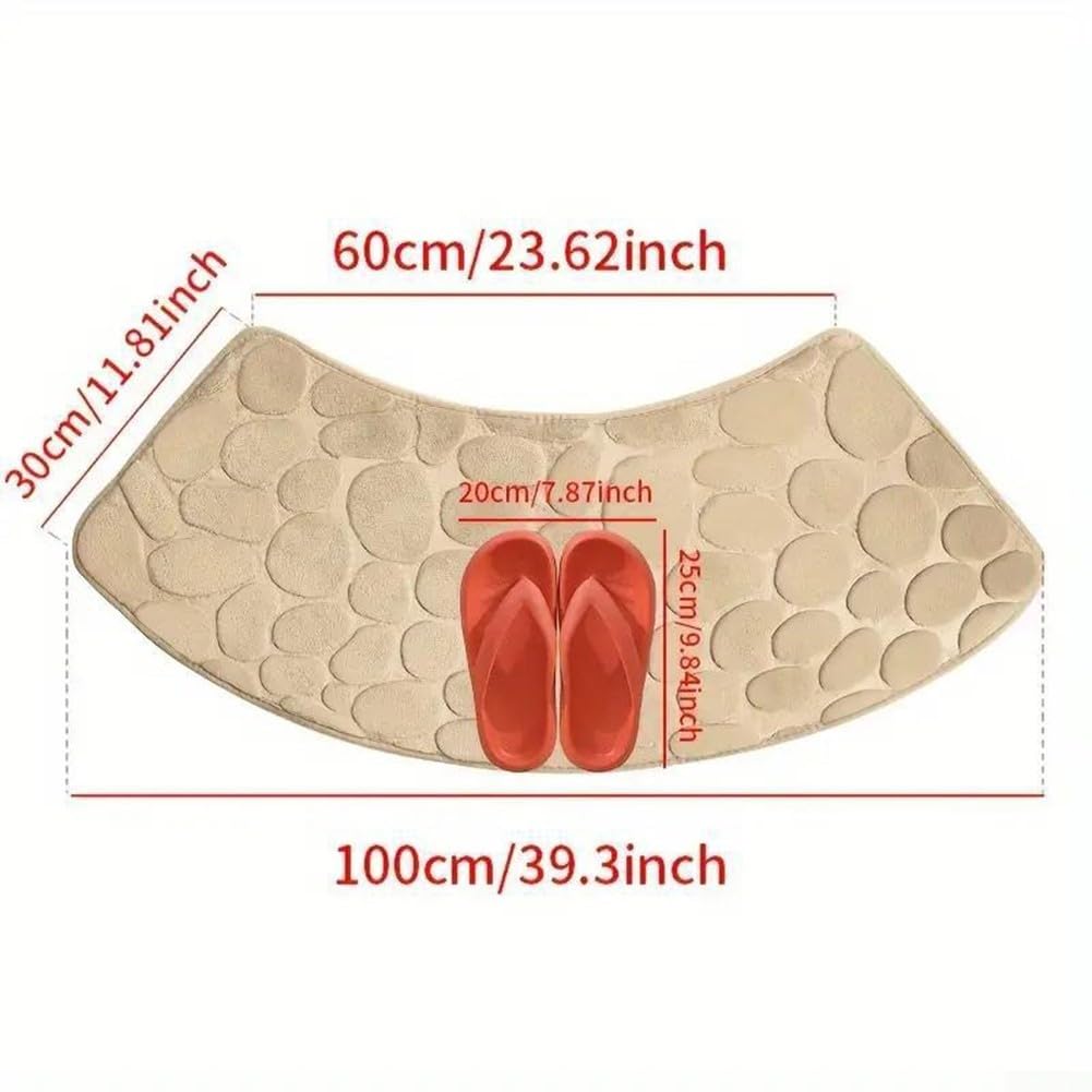 Non-Slip Corner Shower Mat - Curved Bath Mat for Corner Showers | Machine Washable Anti-Slip Bathroom Mat for Shower & Laundry Room (Camel) | Perfect for Wet Bathrooms & Spa-Like Showers