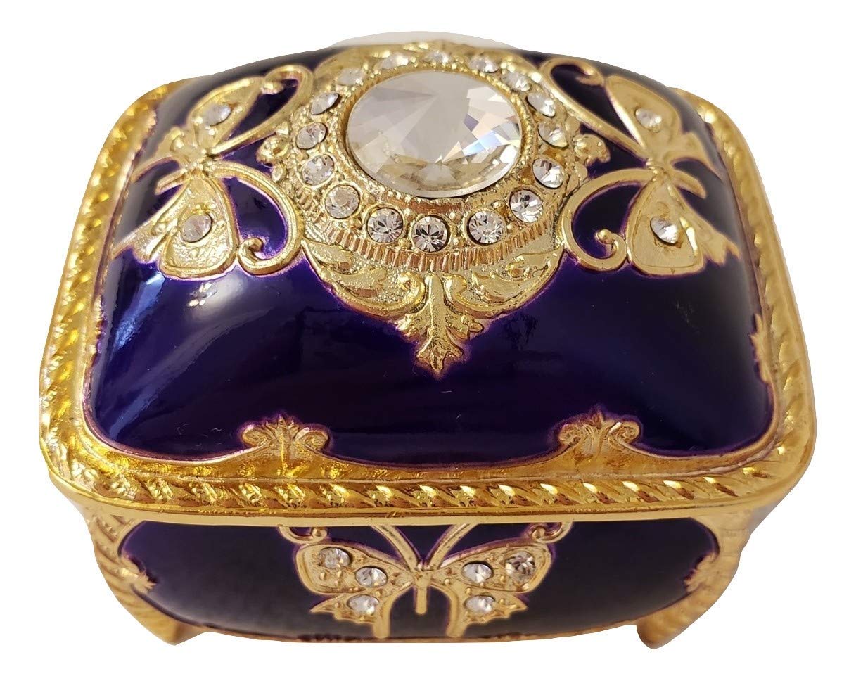Elegant Purple & Gold Rectangular Musical Jewelry Box with Swarovski Crystals - Plays 'Candle in the Wind' - Perfect for Gift Giving, Jewelry Storage & Home Decor