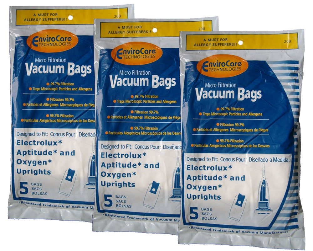 15 Electrolux Upright Oxygen & Aptitude Micro Filtration Allergy Vacuum Bags - Compatible with Upright Models Using Style E43 Bags (EL204B) - HEPA Filter Replacement for Dust Mite & Pet Hair Removal - Perfect for Allergy Sufferers & Home Cleaning