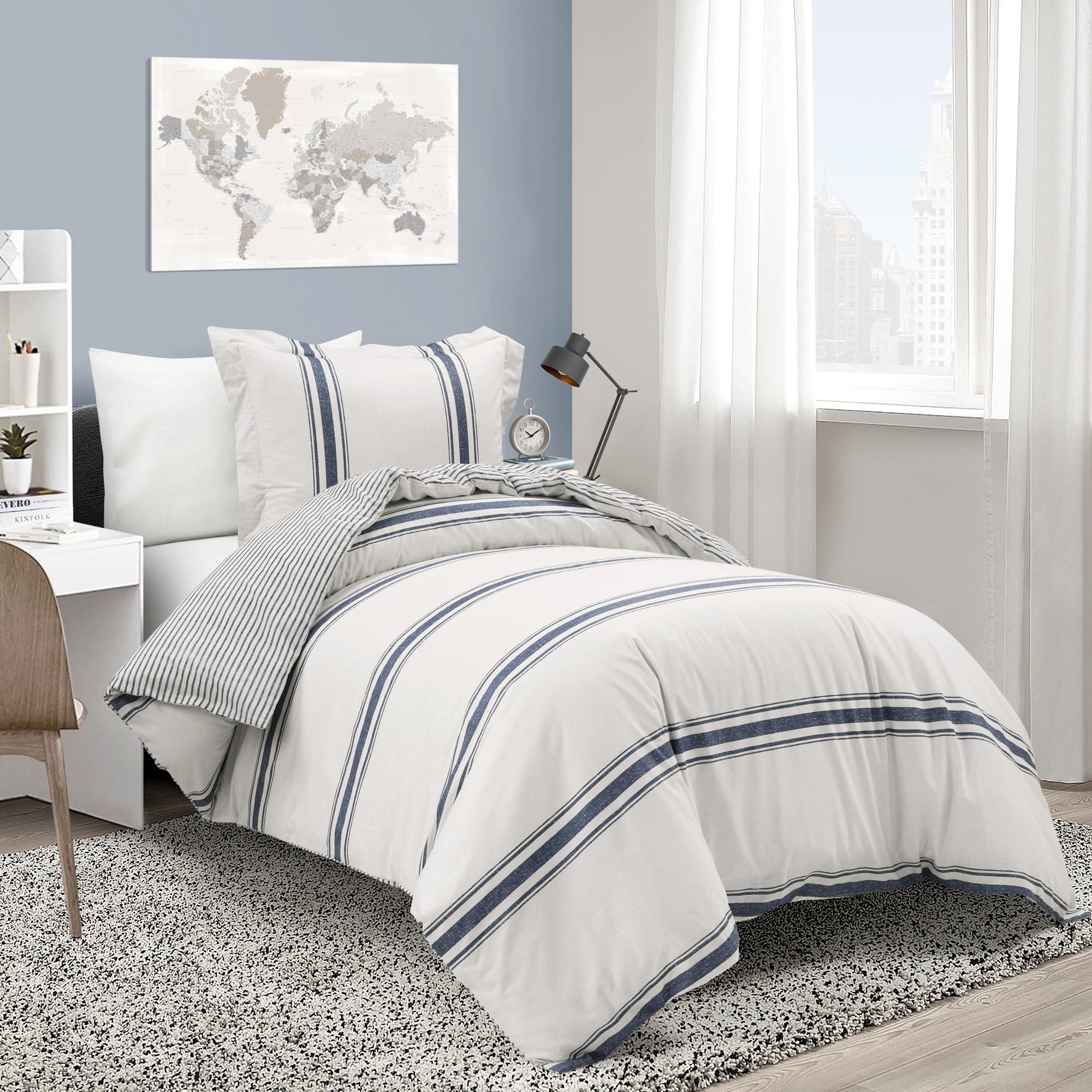 Farmhouse Stripe 100% Cotton Duvet Cover Set - Soft & Breathable Bedding for Cozy Bedroom Decor - Perfect for Guest Rooms, Master Bedrooms & Vacation Homes