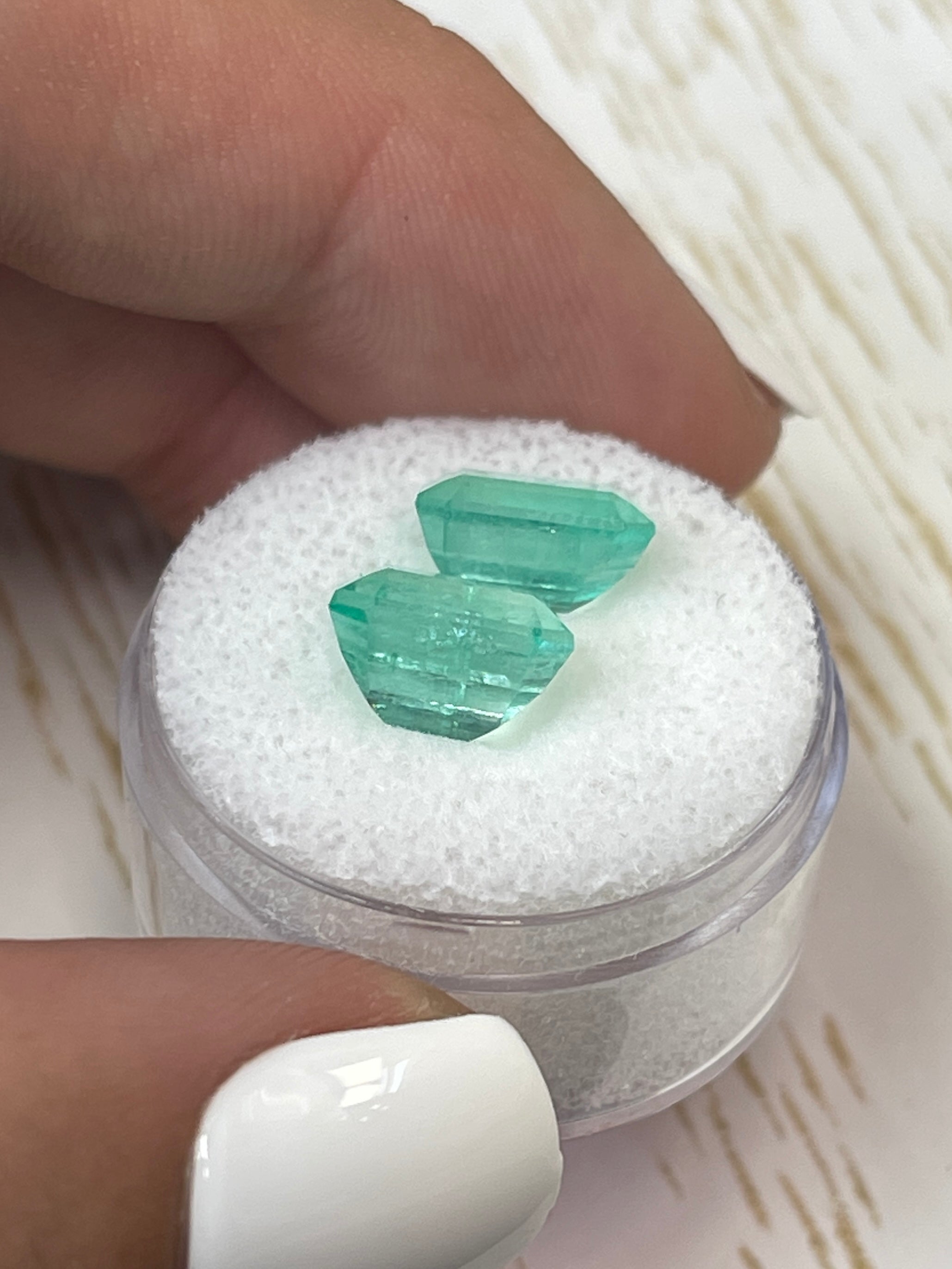 6.63tcw 10x8mm Matching Pair Loose Colombian Green Emeralds - Emerald Cut Gemstones for Jewelry Making, Engagement Rings & Luxury Gifts
