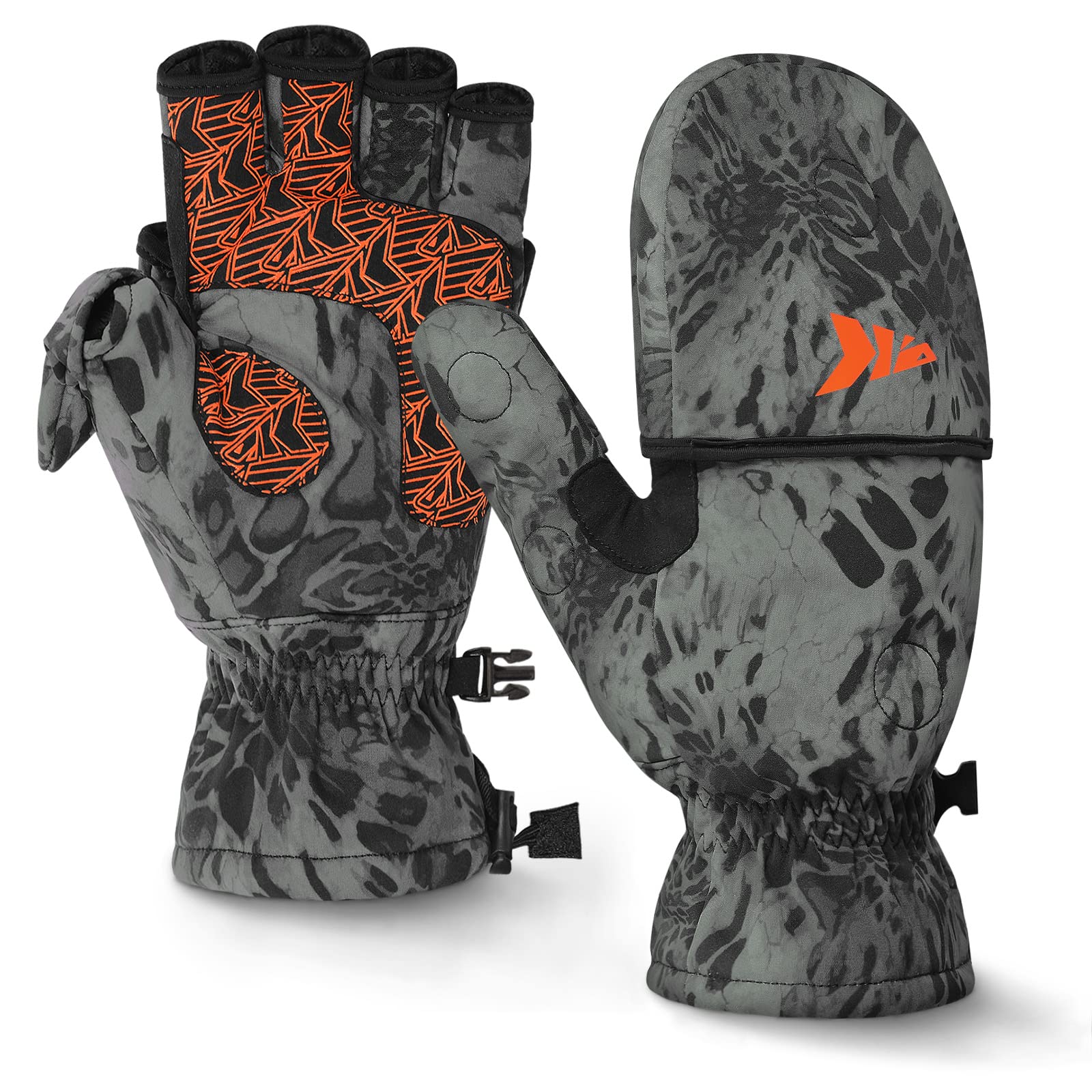 **KastKing PolarBlast Ice Fishing Gloves – Convertible Mittens with 3M Thinsulate for Extreme Cold Weather – Winter Fingerless Gloves for Ice Fishing, Photography & Outdoor Activities**