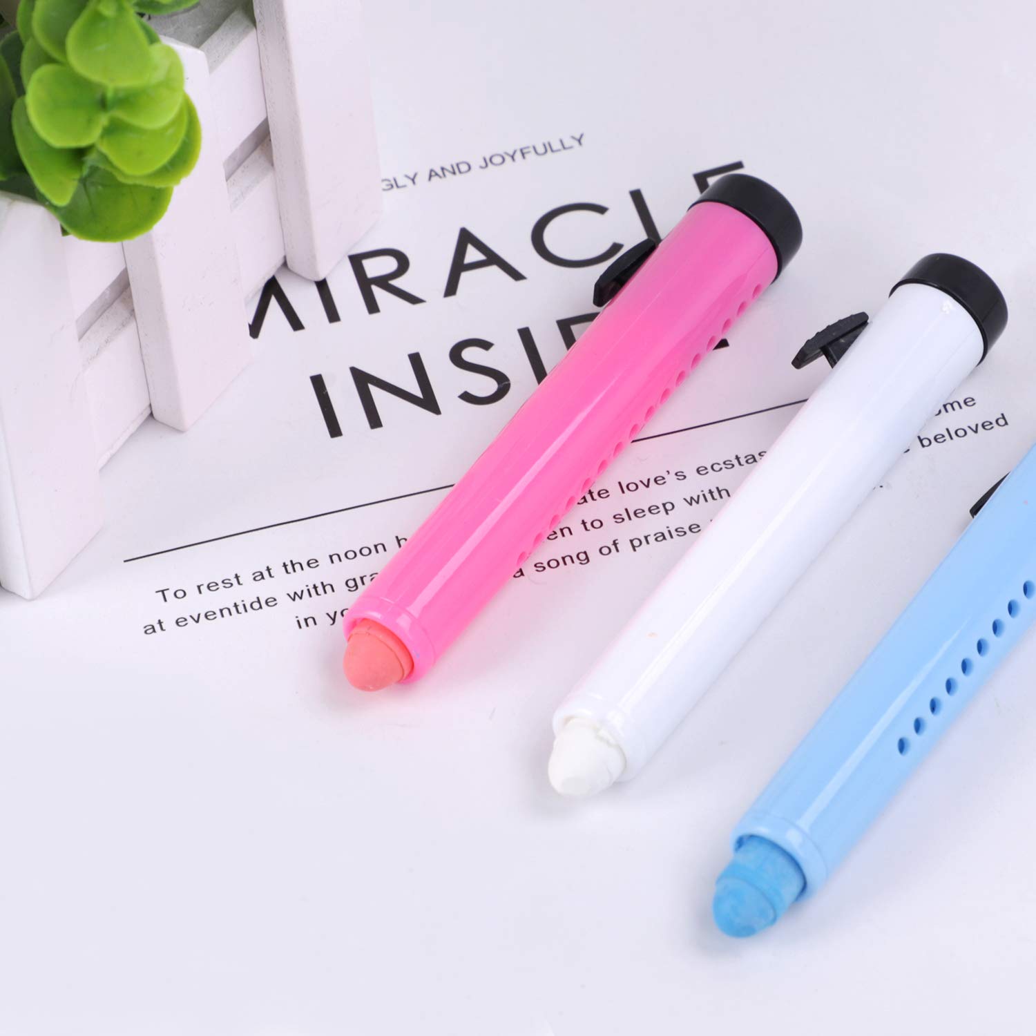 Non-Toxic Dustless Colored Chalk Set - 1.0mm Fine Tip Chalk with Holder for Whiteboard & Blackboard - Safe Art Drawing & Writing Tool for Kids & Children - 6 Pack - Perfect for Classroom, Home Schooling & Creative Play