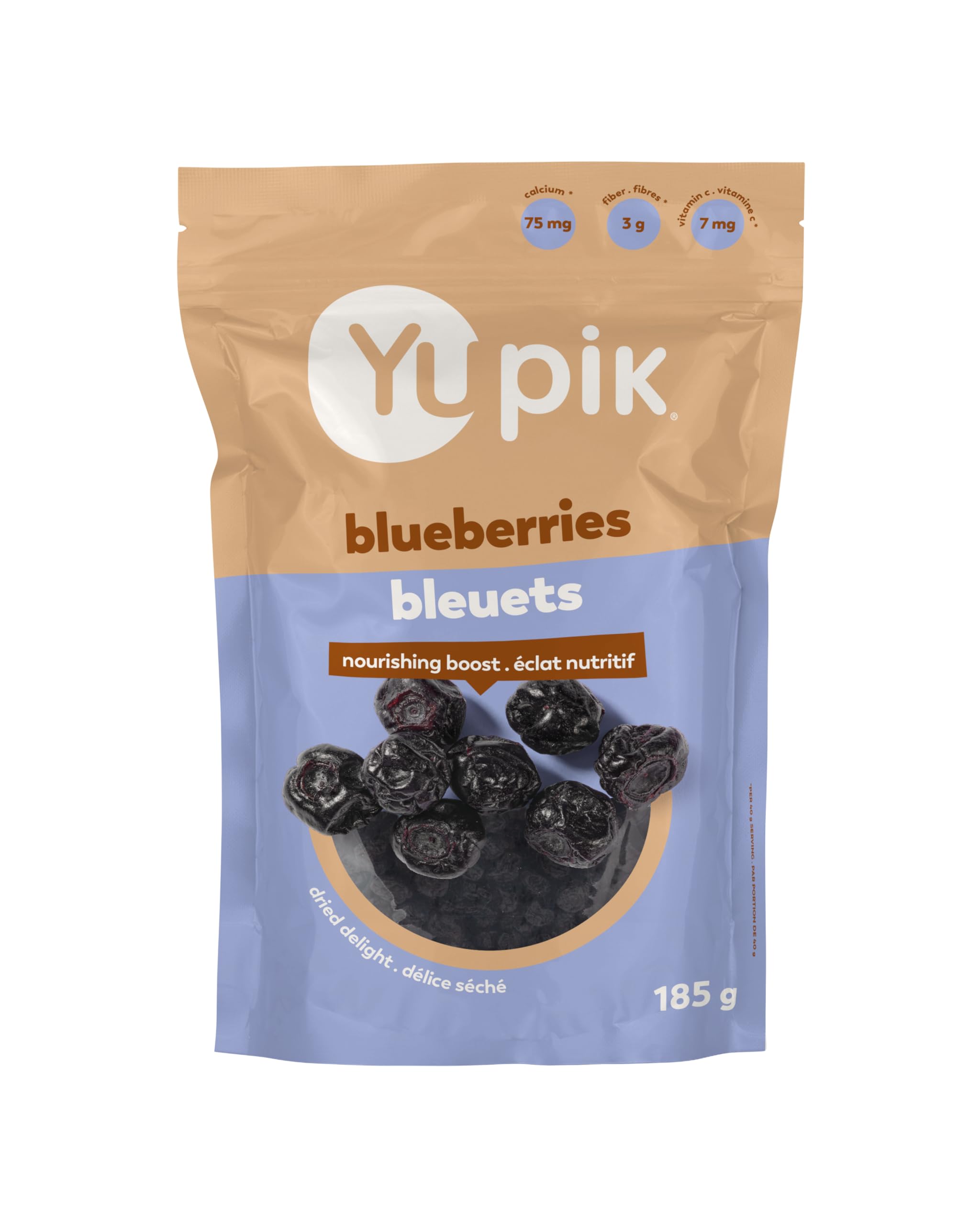 Yupik Dried Blueberries 185g | Gluten-Free, Kosher, No Sulphites | Whole Berries, Rich in Vitamin C | Healthy Snack for Trail Mix, Yogurt Topping & Baking