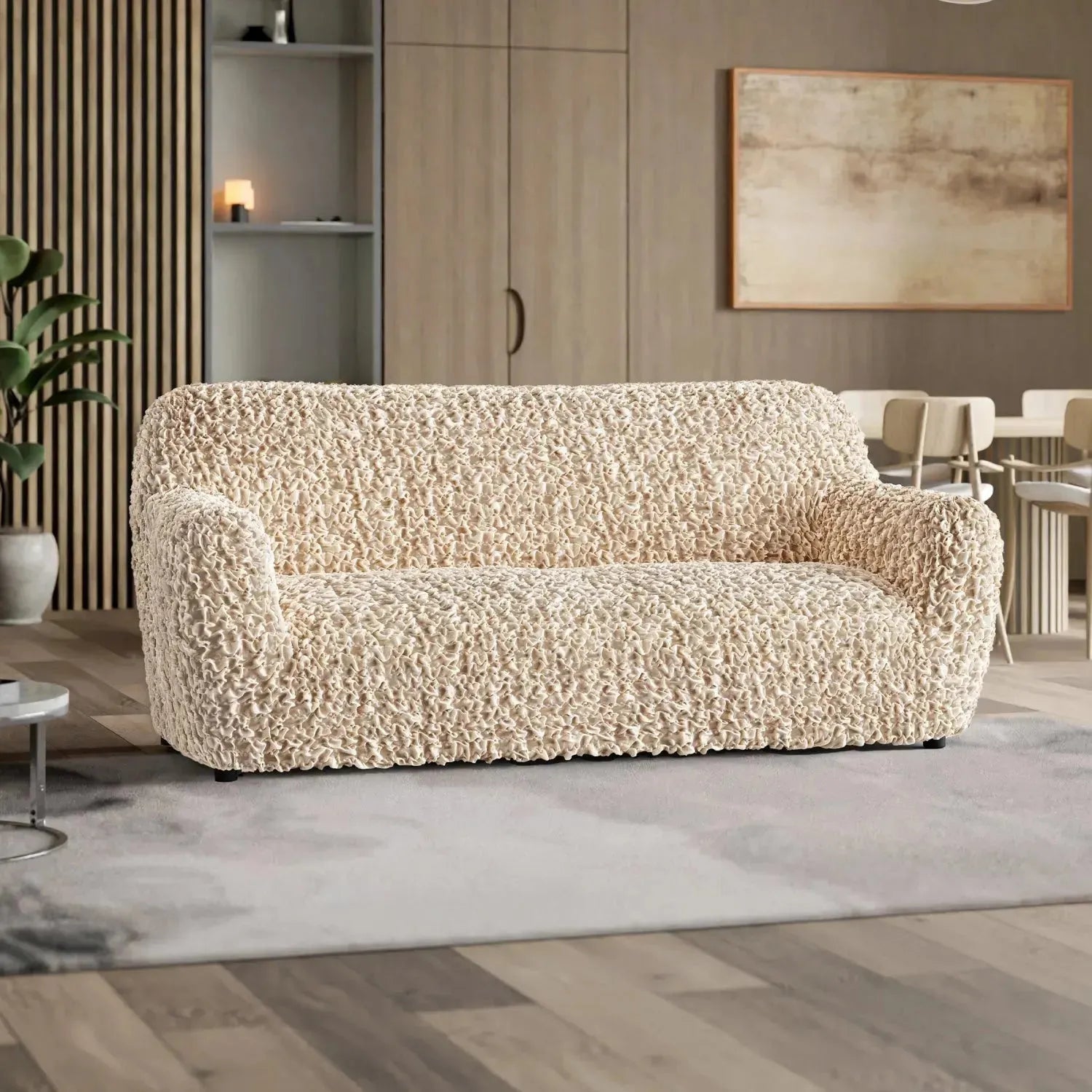 Fuco Velvet 3 Seater Sofa Slipcover - Soft Stretch Couch Cover for Living Room, Home Decor & Furniture Protection