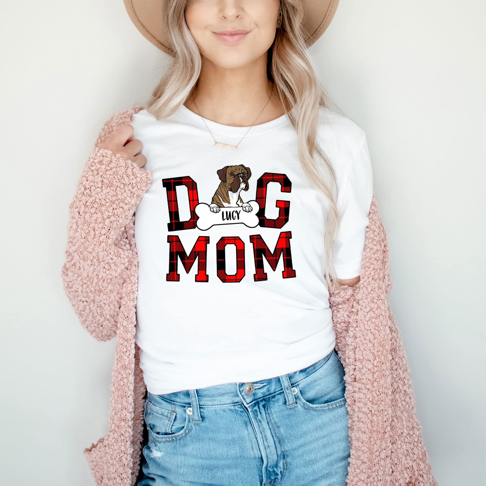 Personalized Boxer Dog Mom T-Shirt - Cute Funny Boxer Dog Lover Gift for Women - Perfect for Birthdays, Mother's Day & Dog Lovers