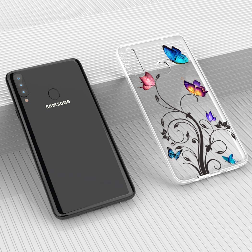 Samsung Galaxy A20S Phone Case - Clear TPU Shockproof Protective Cover for Women | Butterfly Design | Slim Soft Transparent Case | Perfect for Everyday Use & Gift Giving