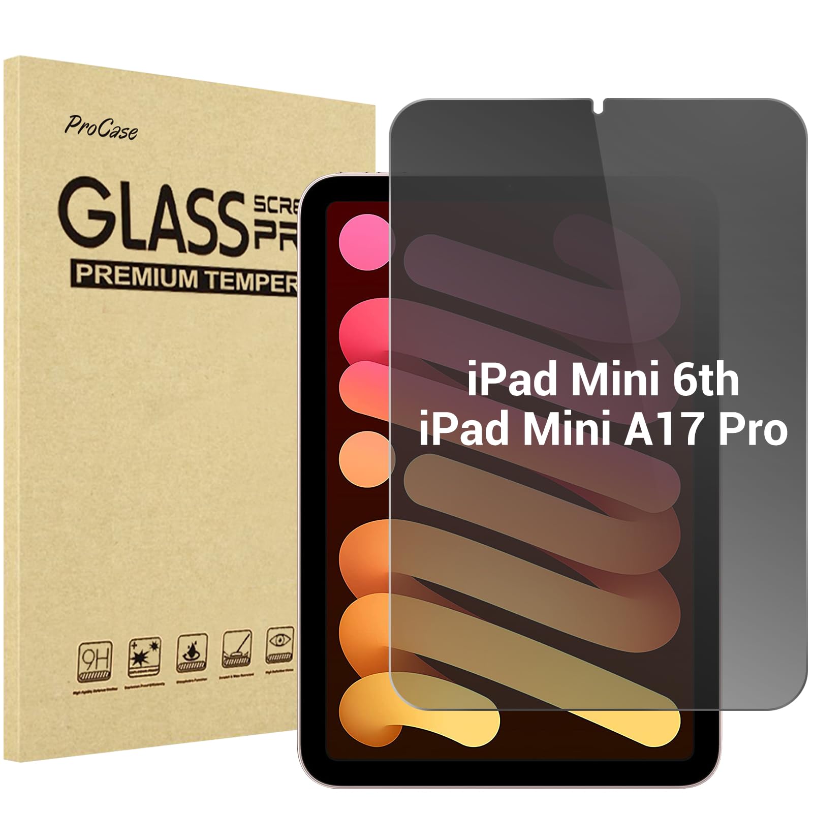 ProCase Privacy Screen Protector for iPad Mini 7th (A17 Pro) 2024 & Mini 6th Gen 8.3