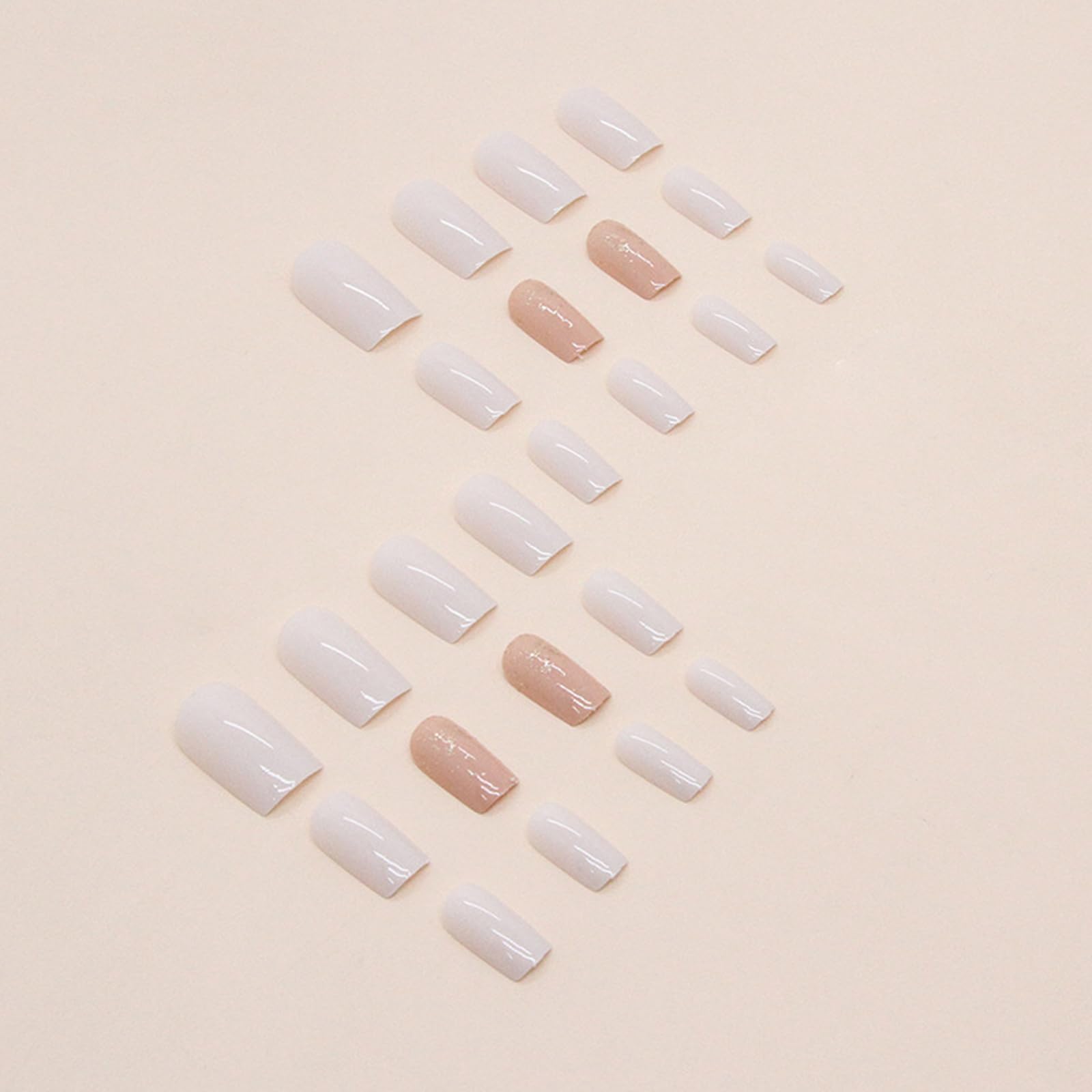 24-Piece Glitter Square Coffin False Nails Set - Acrylic ABS Press-On Nails for Women & Girls - Easy to Apply Manicure Kit for Parties, Weddings & Special Occasions