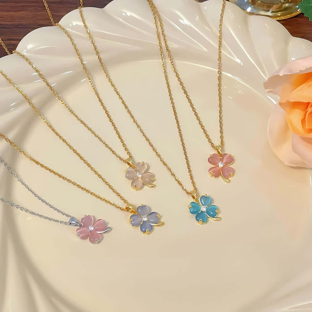 Lucky Titanium Four Leaf Clover Pendant Necklace for Women | HN2130 | Elegant Jewelry Gift for Birthday, Anniversary & St. Patrick's Day