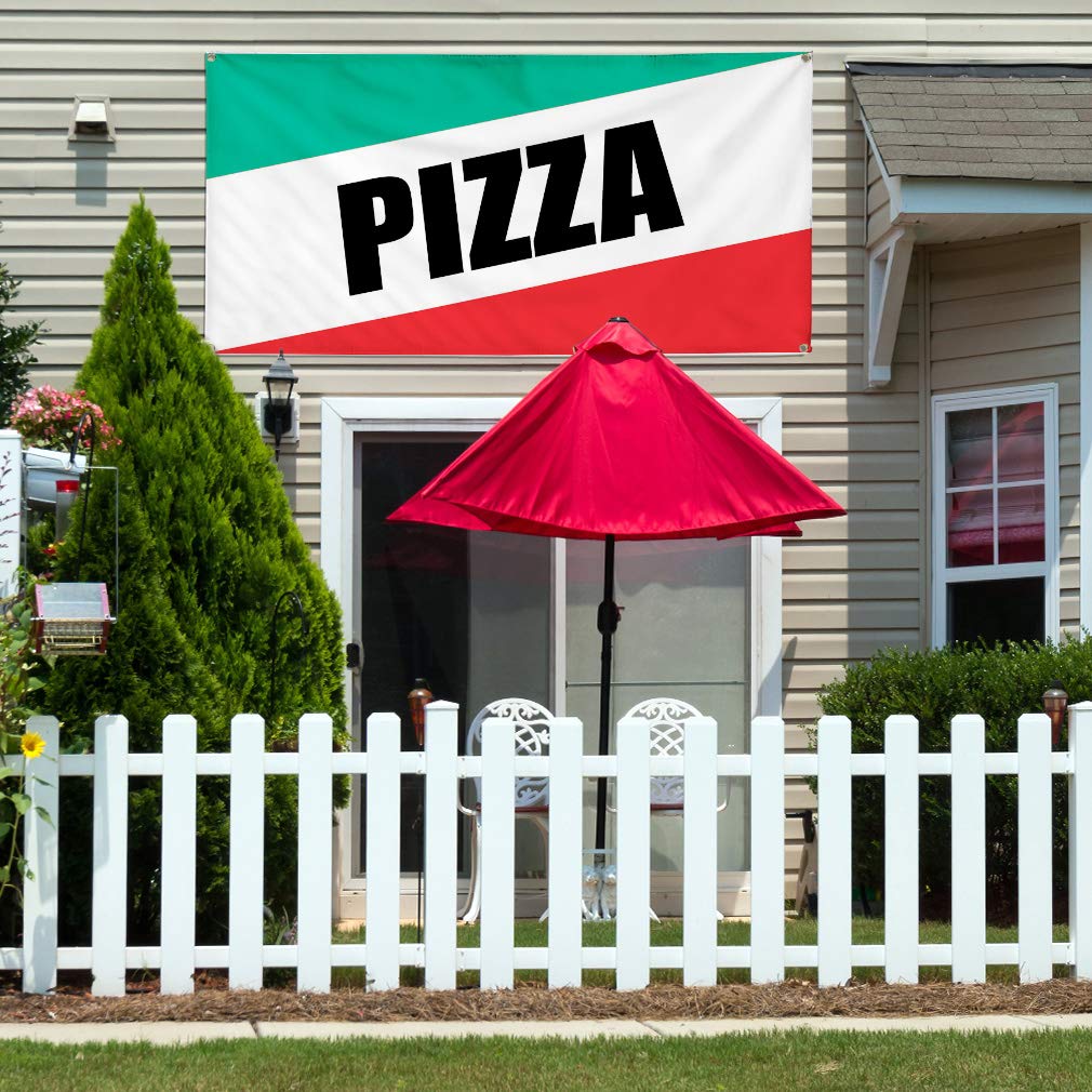 Premium Vinyl Banner - 24x48 Inches with 4 Grommets | Weatherproof Outdoor Sign for Pizza Restaurants, Italian Food Fairs & Business Advertising | Durable Yard Sign for Commercial Use