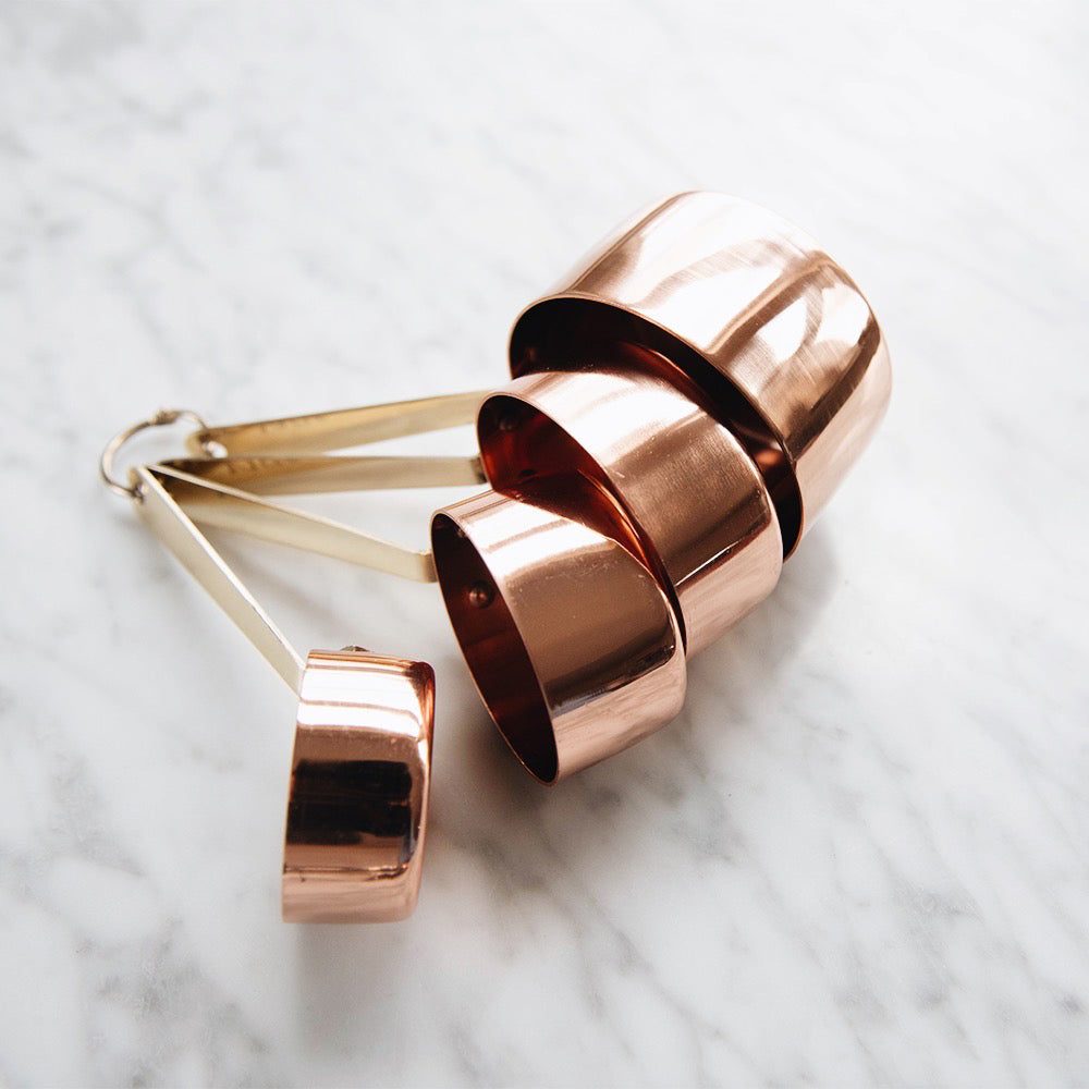 Premium Copper & Brass Measuring Cups Set - Accurate Kitchen Measuring Tools for Baking & Cooking - Ideal for Home Chefs & Professional Bakers