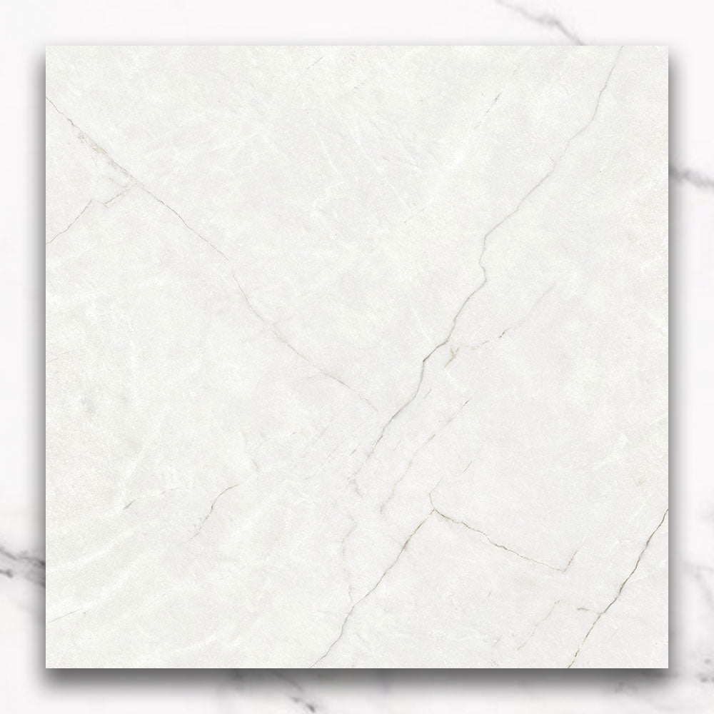 Adelaide White 600x600mm Matte Marble Look Porcelain Tile - Premium Flooring for Bathroom, Kitchen & Living Room Renovation
