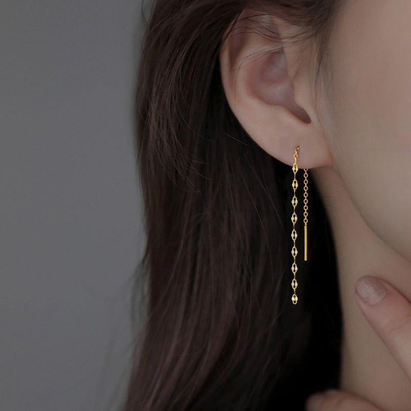 Minimalist Lip Chain Tassel Spiral Earrings for Women - Trendy Boho Chic Dangle Ear Jewelry | Perfect for Parties, Weddings & Everyday Wear | R0624