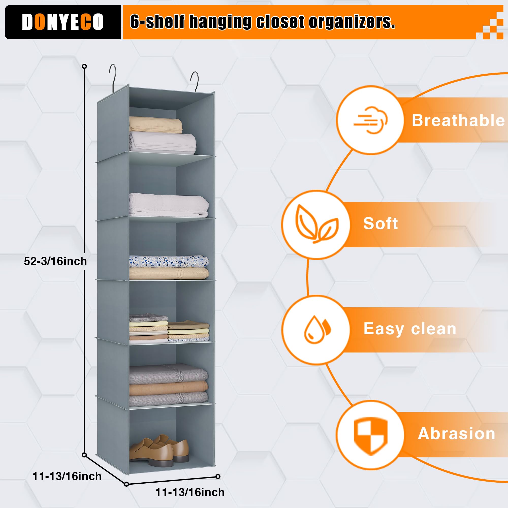 6-Shelf Hanging Closet Organizer - Space Saving Oxford Fabric Storage Solution for RV, Wardrobe, Nursery & Baby Room - Perfect for Home, Camping & Travel Organization