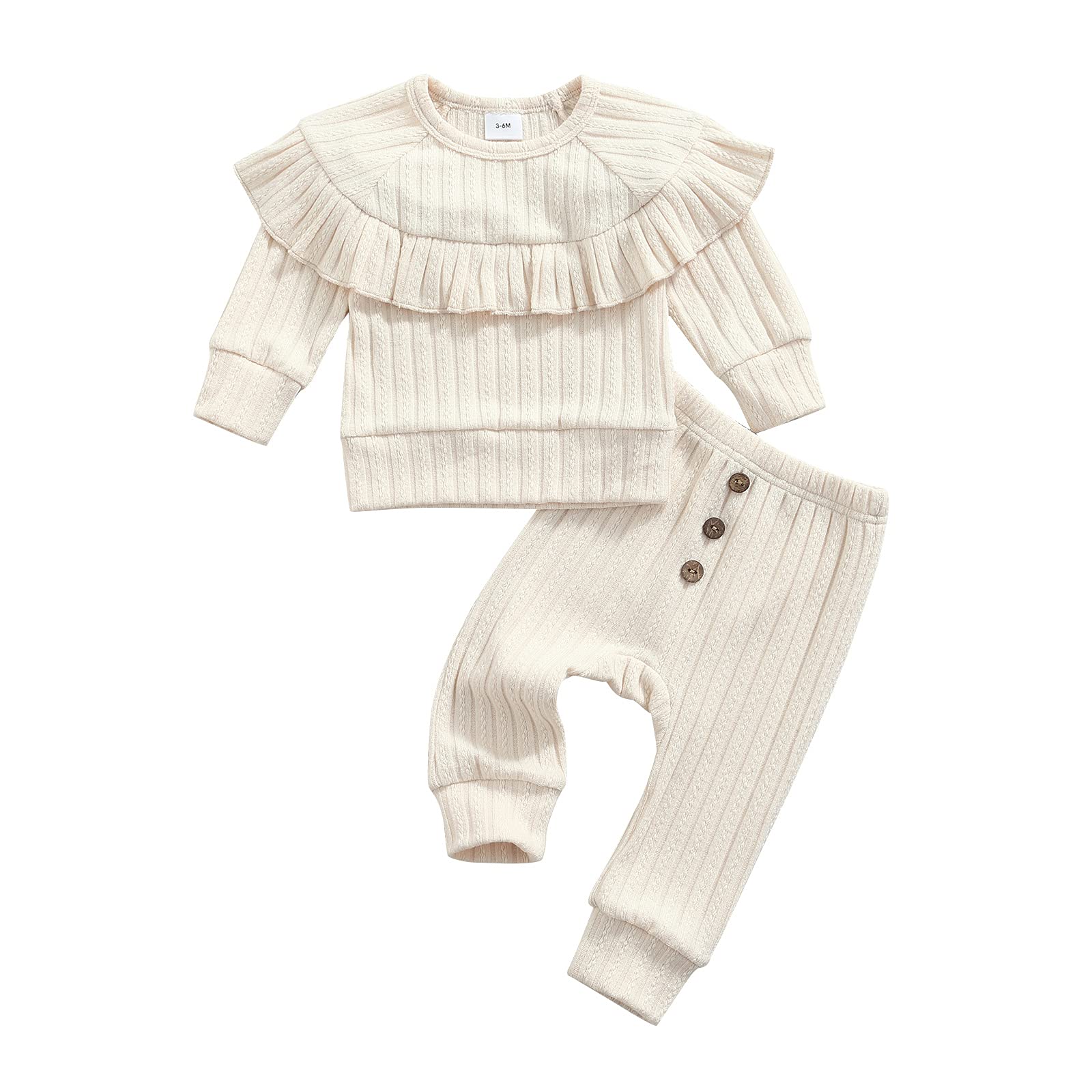 BeQeuewll Newborn Baby Girl Knit Outfit - Fall Winter Long Sleeve Romper & Pants Set - Soft Cotton Infant Clothes for 0-12 Months - Perfect for Family Photos, Holiday Gifts & Daily Wear