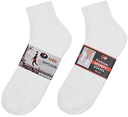 Premium Cotton Blend Ankle Socks - 6-Pack White Comfort Socks for Men & Women - Size 9-11 (240 Socks Bulk Pack) - Ideal for Gym, Running, Work & Everyday Wear