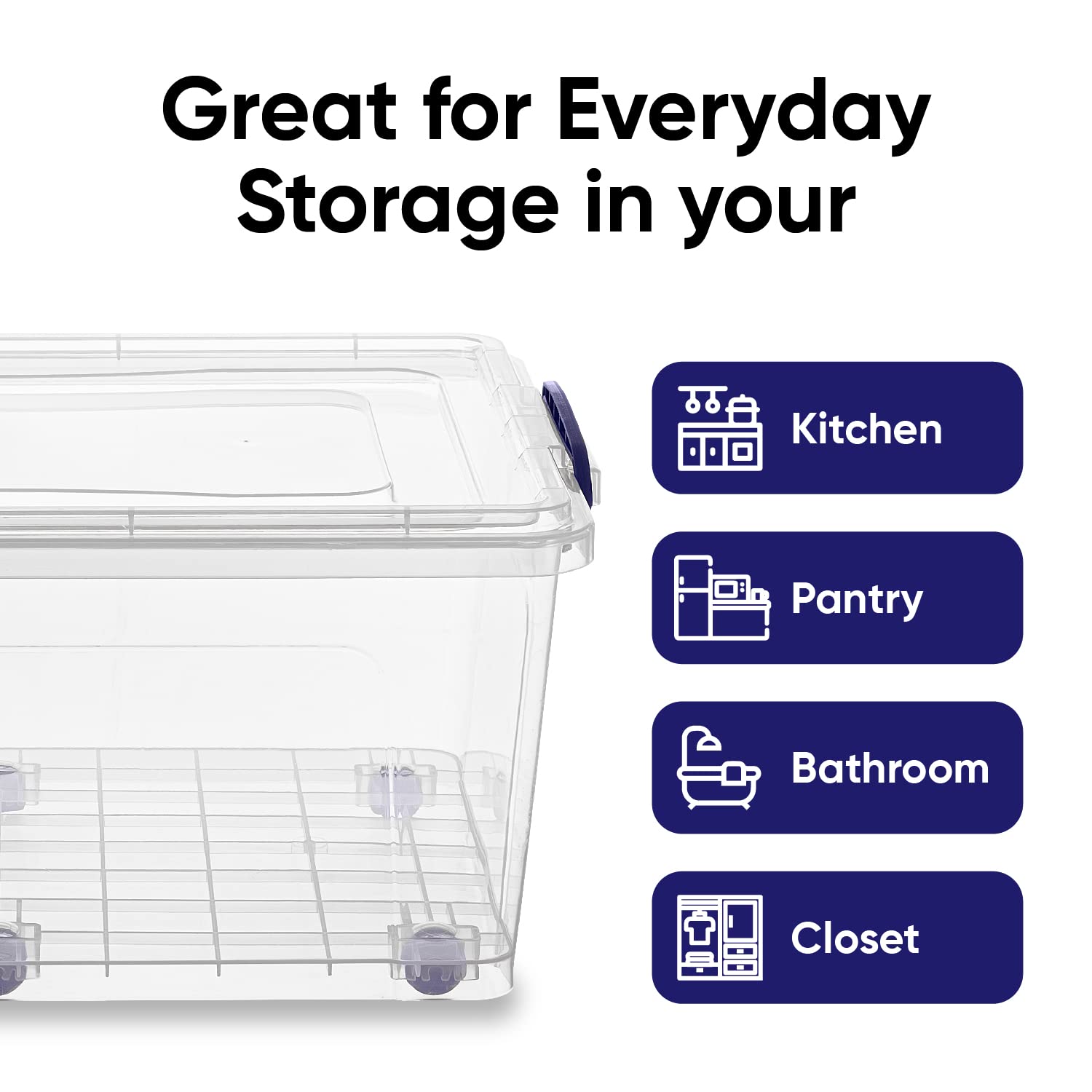 Superio 32 Qt Wheeled Storage Containers (3-Pack) - Stackable Large Plastic Bins with Secure Lids & Durable Latches - Perfect for Garage Organization, Moving Supplies & Home Storage Solutions