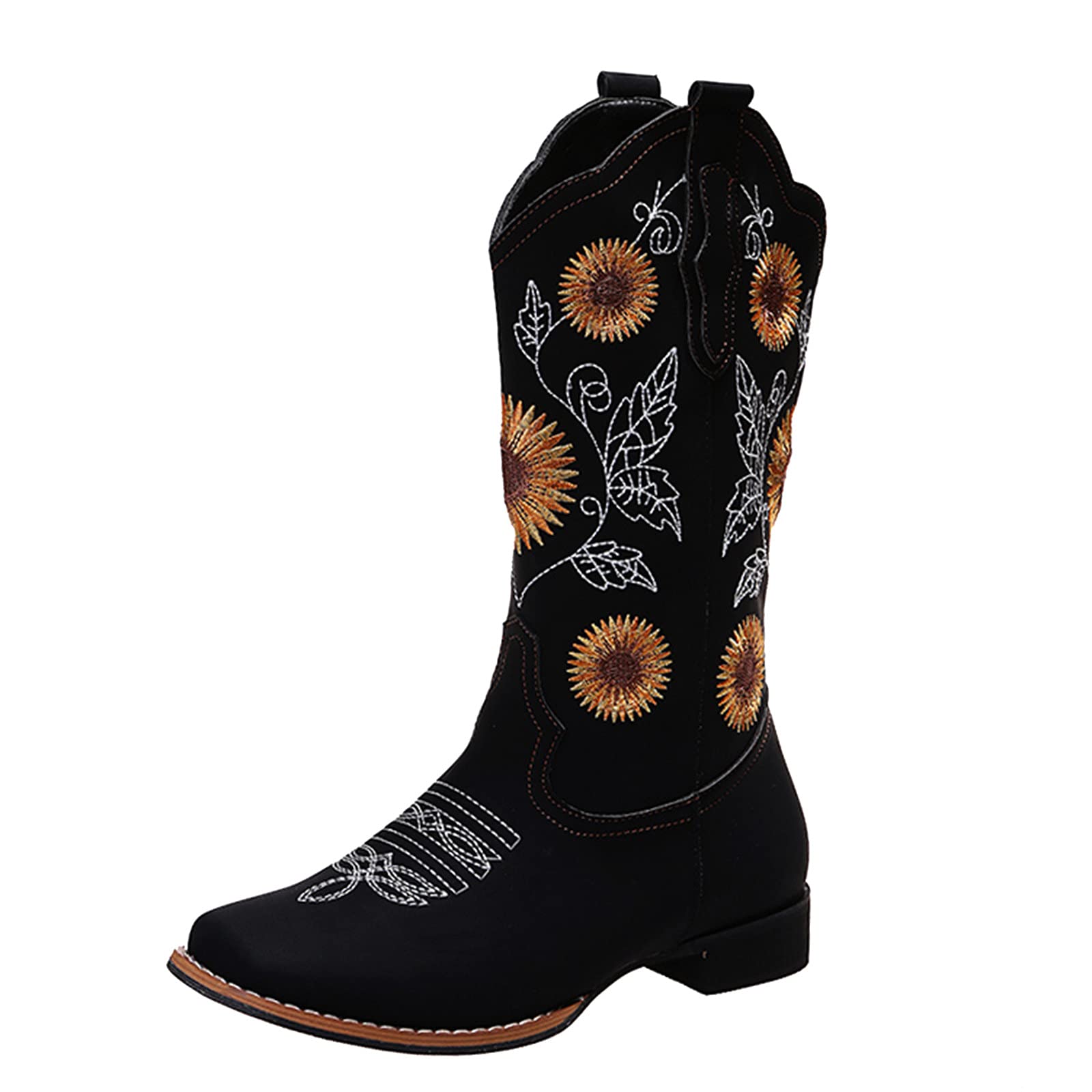Women's Faux Fur Lined Winter Boots - Thermal Insulated Mid Calf Snow Boots with Zipper & Lace-Up Design - Low Heel Retro Style for Outdoor Walking (Black, Size 7.5) | Perfect for Cold Weather, Snowy Days & Winter Fashion