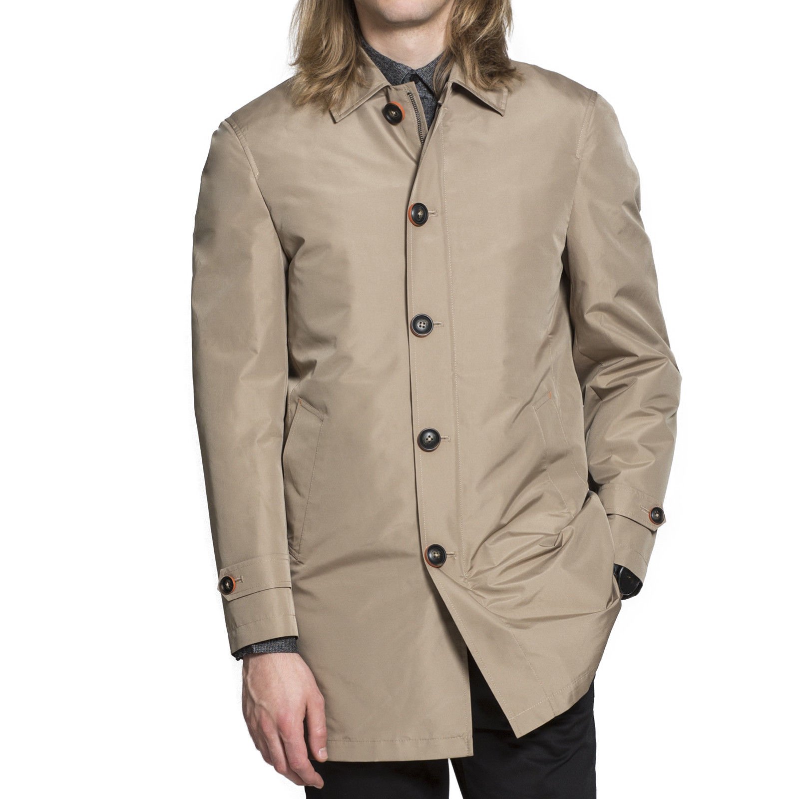 Harry Brown Waterproof Raincoat with Detachable Lining - Toffee & Dark Blue | Men's Lightweight Trench Coat (S-3XL) | Perfect for Outdoor Activities, Commuting & Travel