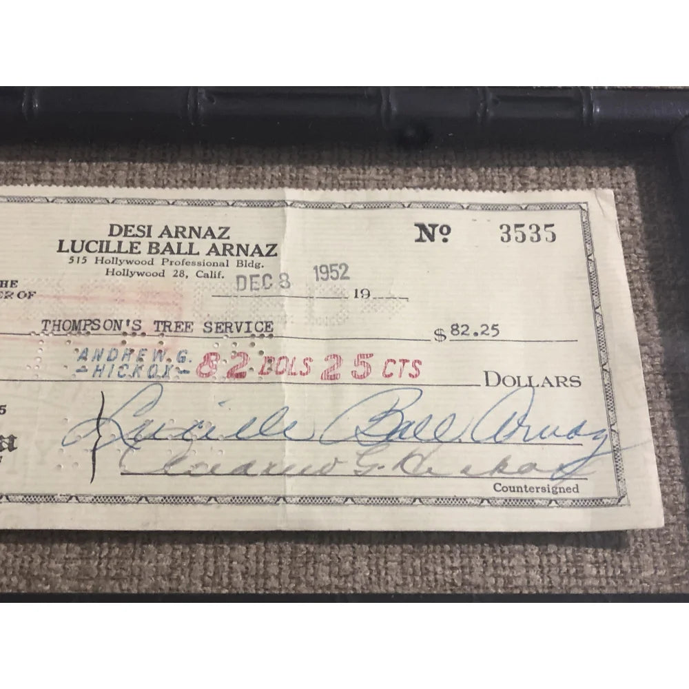 Authentic Lucille Ball Signed Personal Check with JSA COA - Framed I Love Lucy & Desi Arnaz Memorabilia - Perfect for Collectors, Fans, and Home Theater Decor