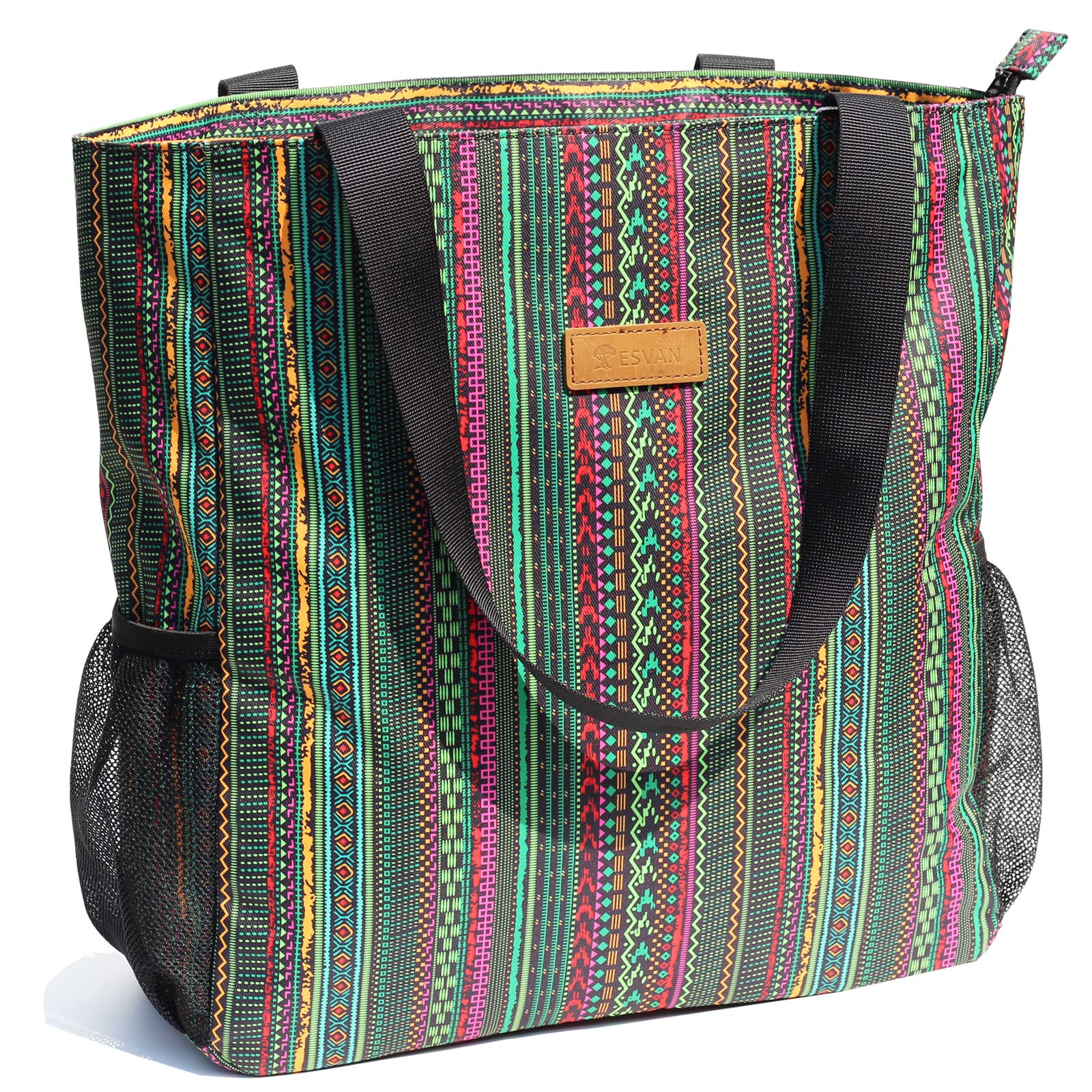 ESVAN Waterproof Large Floral Tote Bag - Durable Gym Beach Travel Shoulder Bag for Women, Spacious Everyday Carryall | Perfect for Work, Shopping & Vacation Essentials