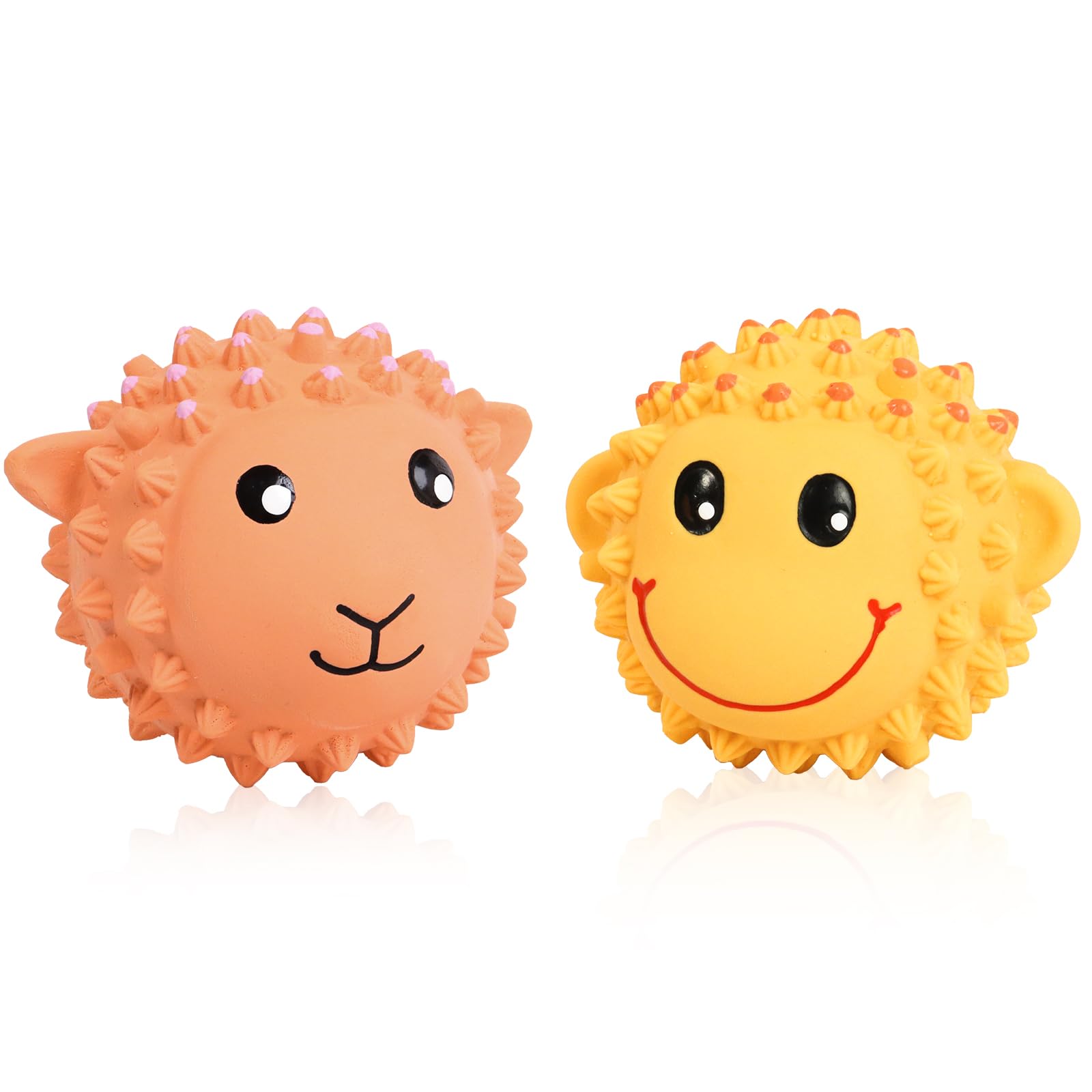 SCHITEC Squeaky Dog Toys - 2 Pack Spiky Rubber Balls for Small Dogs | Interactive Fetch Play & Teeth Cleaning