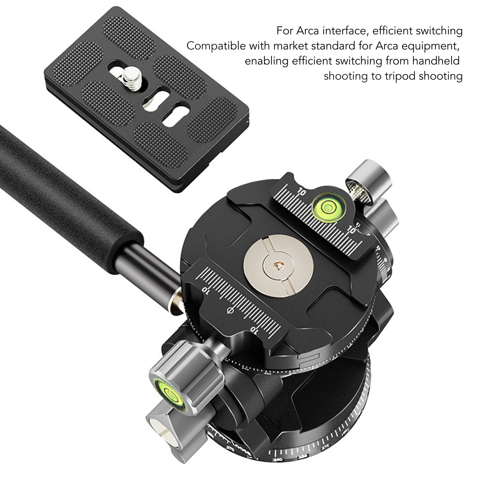 Professional Aluminum Alloy Camera Ball Mount with Handle - 360° Panoramic Tripod Head & Fluid Adapter for DSLR/SLR Cameras - Perfect for Vlogging, Photography & Video Shooting