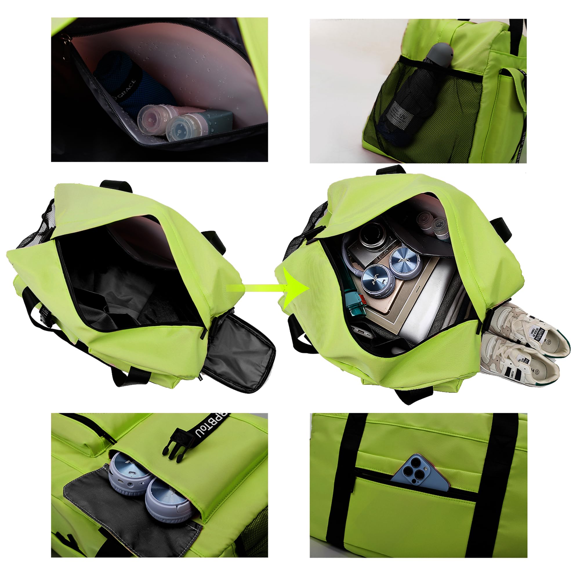 Premium Gym Duffle Bag for Women & Men - Waterproof Travel Carry On Bag with Shoe Compartment - Fitness, Workout, Yoga & Dance Sports Bag (Green) - Perfect for Gym, Travel & Sports Activities