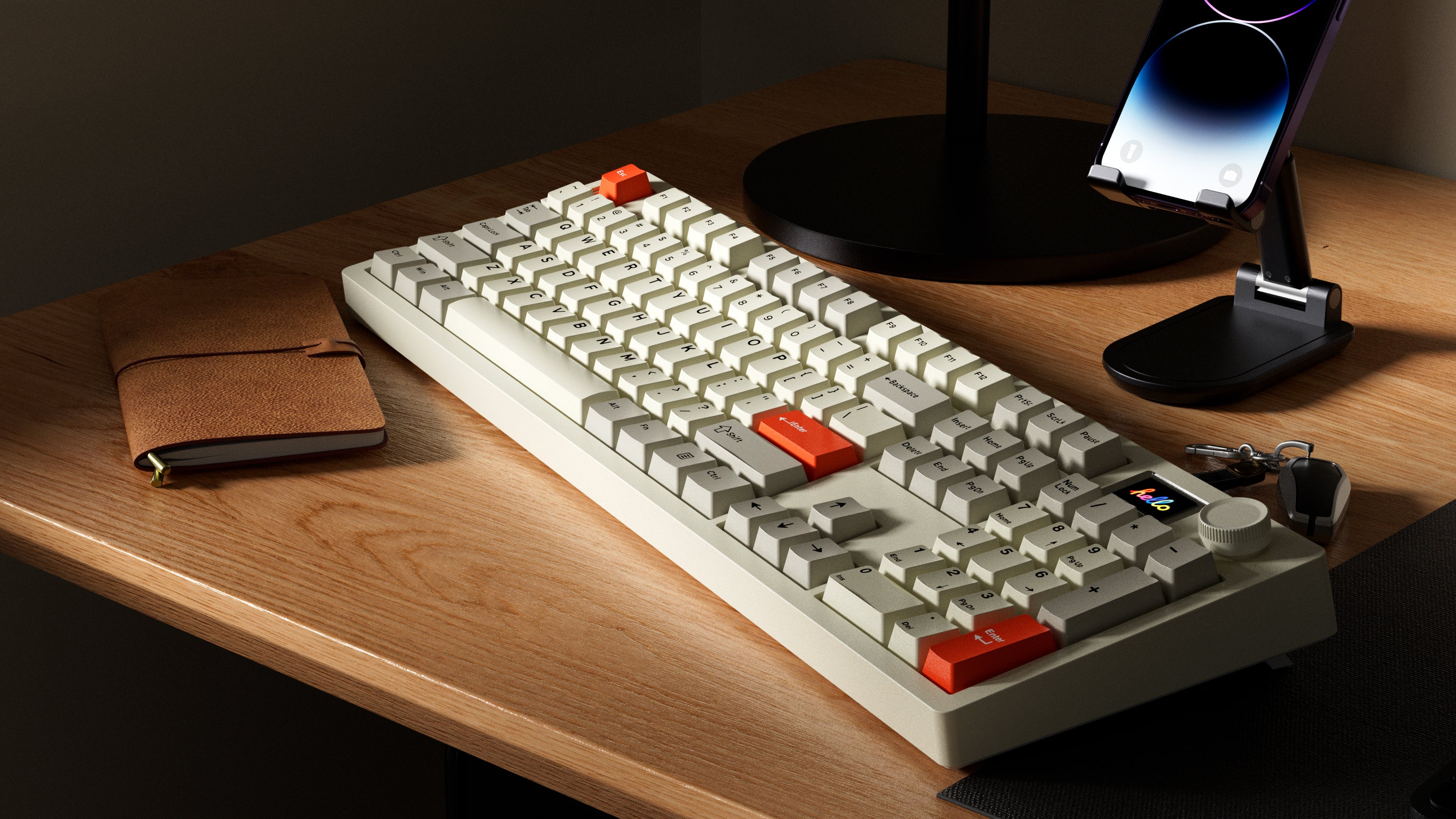 DAREU A104 Pro Wireless Mechanical Keyboard - Full Size RGB Backlit, Hot Swappable Switches, TFT Screen & Knob for Gaming, Office & Typing