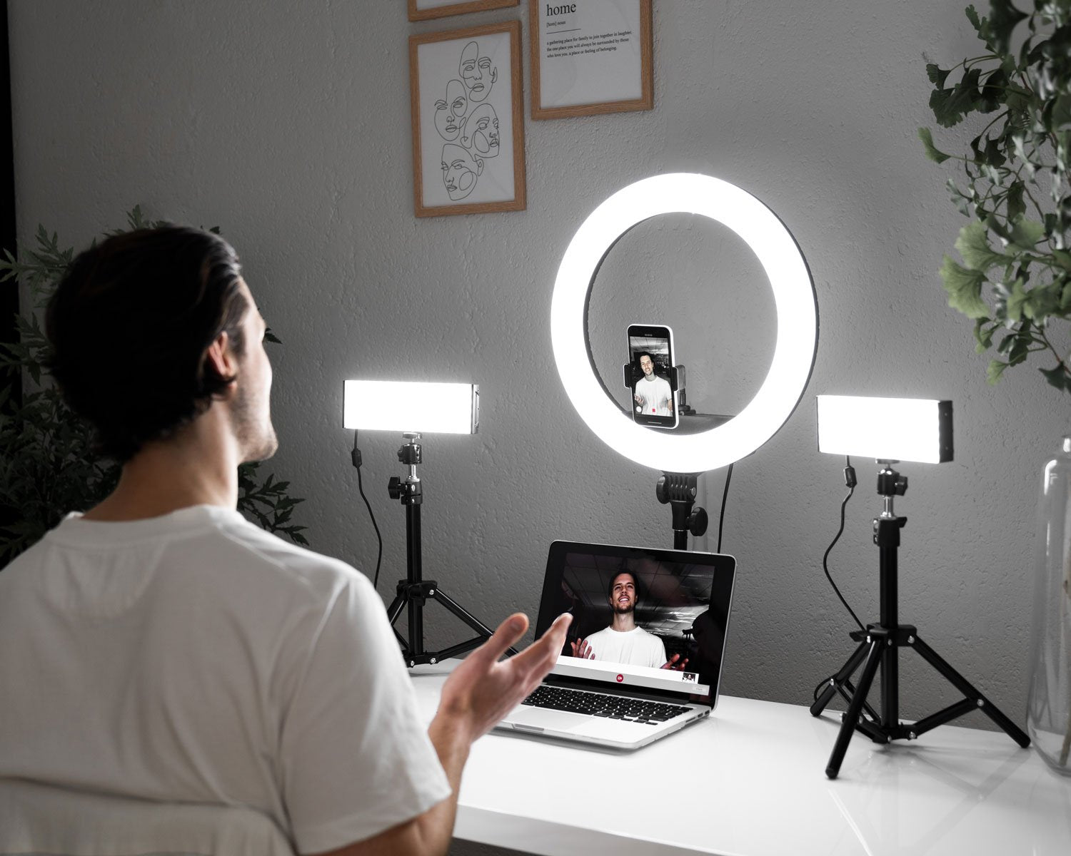 Professional Diamond Luxe Ring Light with 9 LED Panel Kit - Complete Beauty Studio Lighting for Makeup, YouTube Videos & Photography (18-inch, Adjustable Brightness) - Perfect for Home Studios, Content Creators & Live Streaming