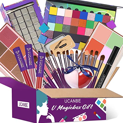 All-in-One Makeup Gift Set for Women - Eyeshadow Palette, Eyeliner, Sponge, Brushes, Blush, Concealer & Eyebrow Cream | Perfect for Travel, Daily Use & Professional Makeup Artists | Complete Cosmetic Kit