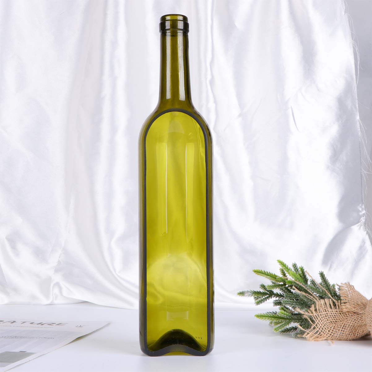 Veemoon Glass Bottle Vase Candle Holder - Handcrafted Dark Green Unique Decor for Wine Bottle, Flower Pot, Home & Wedding Centerpiece