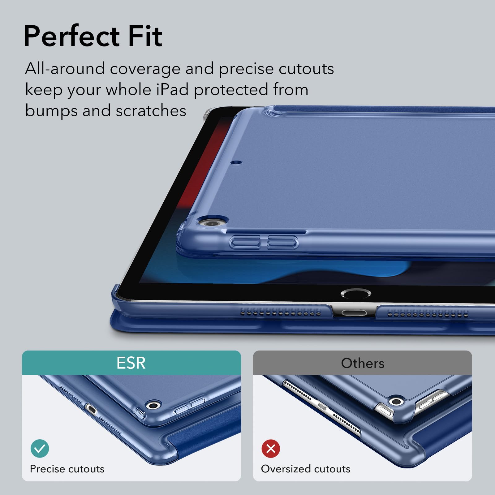 ESR Ascend Series iPad Case for 10.2 Inch iPad 7th/8th/9th Generation (2019/2020/2021) - Lightweight Hard Cover with Auto Sleep/Wake Function - Perfect for School, Work & Travel - Blue