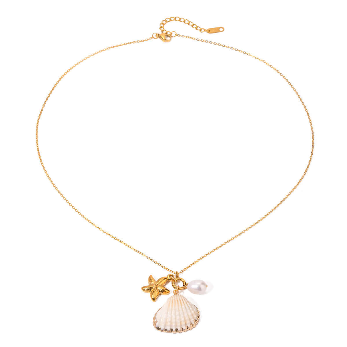 Beach Shell Coconut Girl Starfish Pendant Necklace - Boho Coastal Jewelry for Women | Perfect for Summer Vacations, Beach Weddings & Tropical Getaways | JDN031