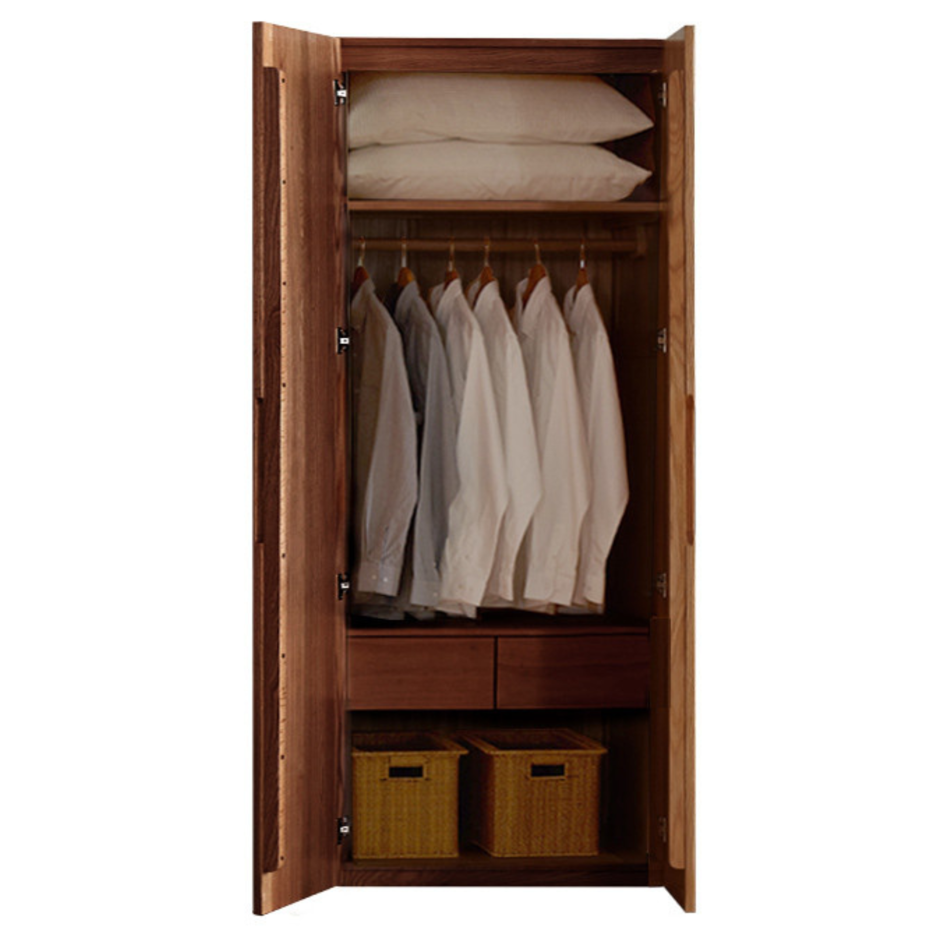 Solid Oak Wood Modern Wardrobe - Stylish & Durable Closet for Bedroom, Walk-In Closet, or Guest Room Storage