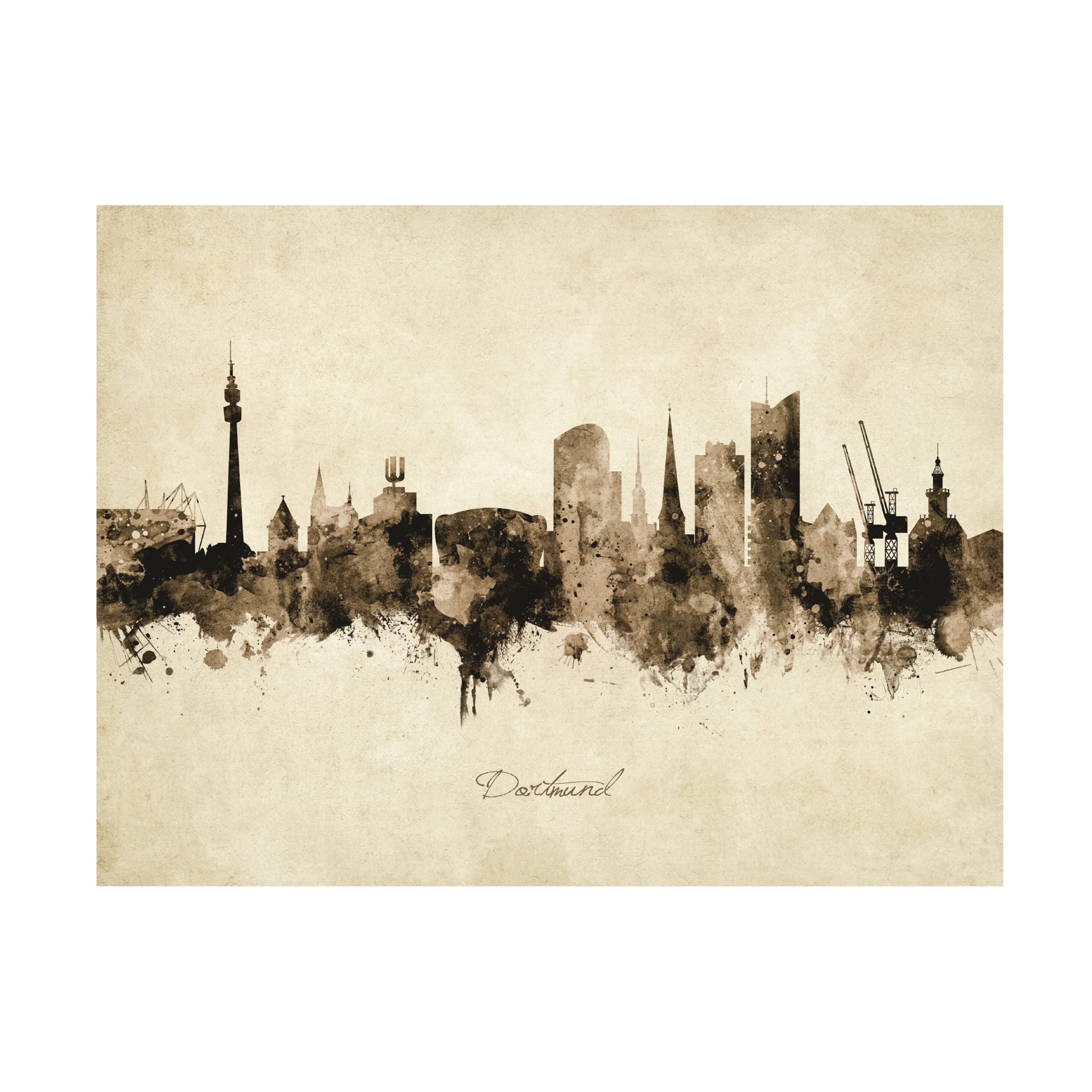 Michael Tompsett Dortmund Germany Skyline Vintage Canvas Art Print - Premium Wall Decor for Living Room, Office & Bedroom