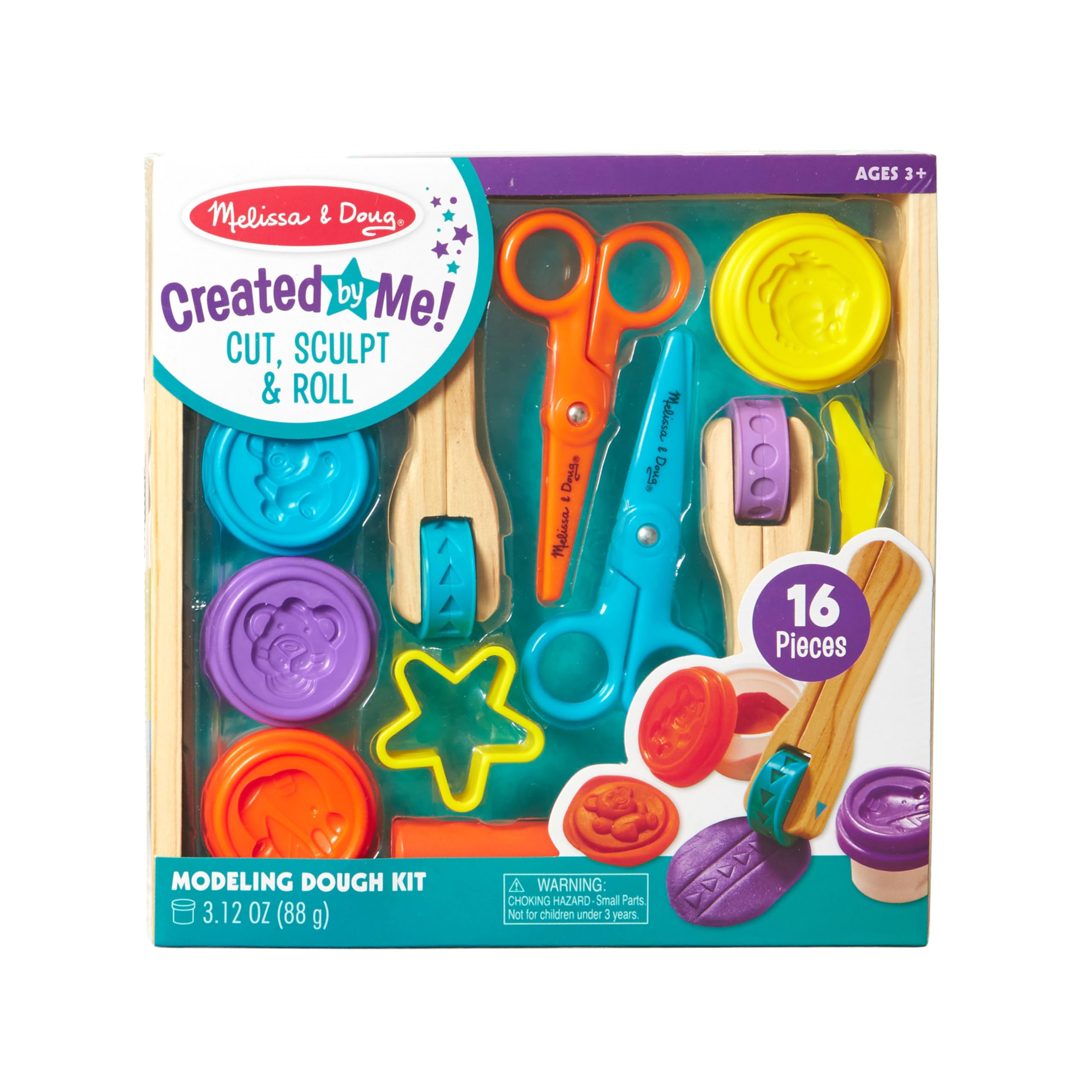 Melissa & Doug Modeling Dough Kit for Kids Ages 3+ - 8 Tools & 4 Colors of Play Dough with Cutters, Rollers & Stampers | Creative Arts & Crafts Activity for Preschoolers | Perfect for Birthday Gifts & Classroom Playtime