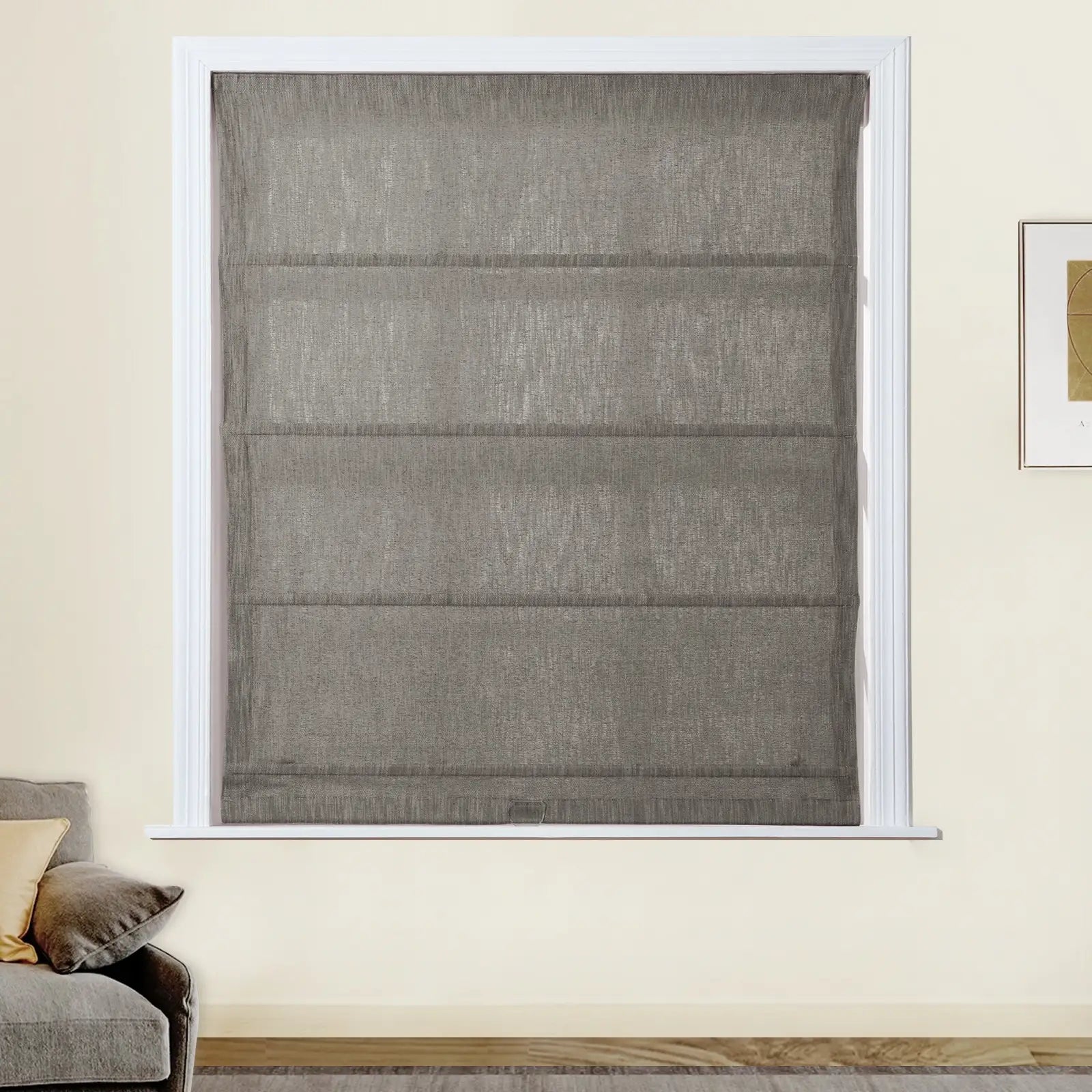 Cloe Cotton Blend Cordless Roman Shade - Blackout Window Treatment for Bedroom & Living Room - Plus Size Home Decor