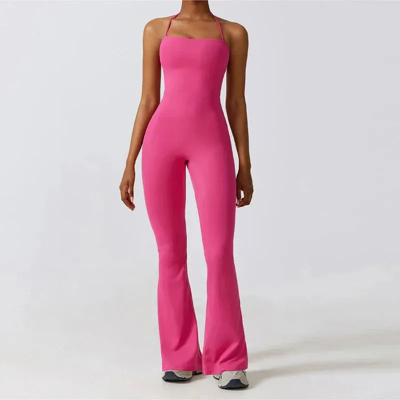 Women's Bell Bottoms Gym Set - One Piece Yoga Suit & Flare Leggings | Stretchy Workout Romper & Bodysuit for Yoga, Pilates & Dance | Perfect for Fitness, Gym & Lounge Wear