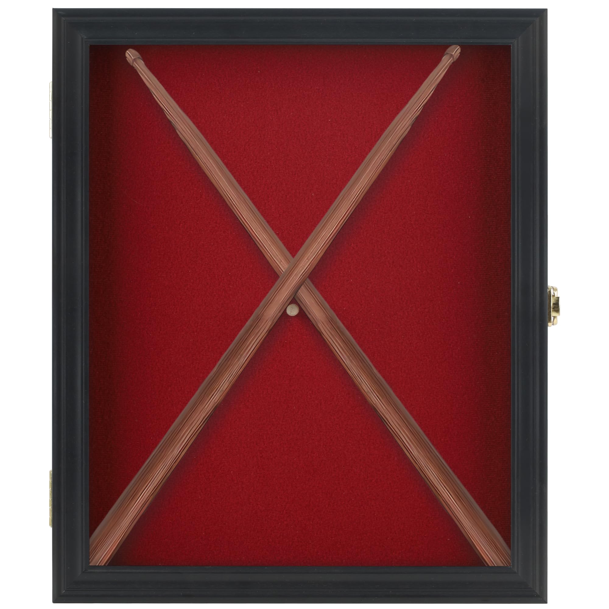 Premium Drum Stick Display Case Shadow Box Wall Cabinet with Door - CD22 (Black) - Perfect for Showcasing Drumsticks, Memorabilia & Collectibles in Music Studios, Theaters & Home Decor