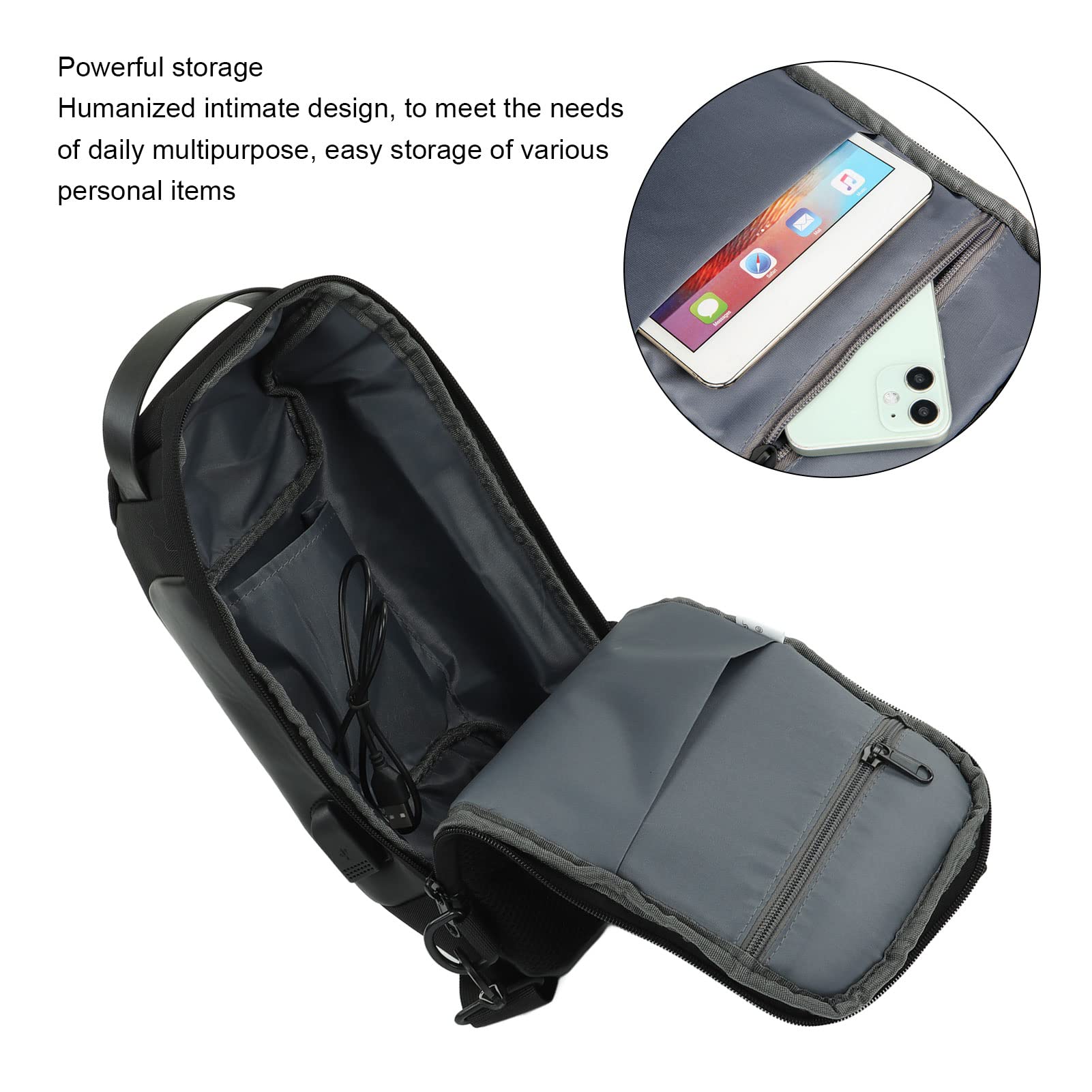 Anti-Theft Crossbody Sling Backpack with Password Lock, Waterproof Chest Shoulder Bag for Men & Women - Perfect for Cycling, Hiking, Travel & Outdoor Activities (Black)