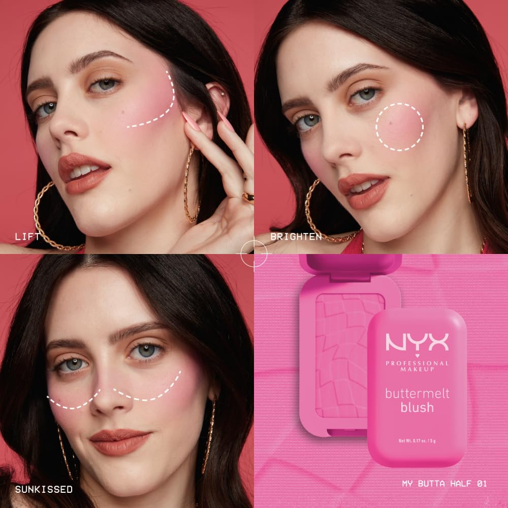 NYX Professional Makeup Buttermelt Powder Blush - Long-Lasting 12HR Fade & Transfer-Resistant Vegan Blush for Natural Flush | Perfect for Everyday Wear, Date Night & Special Occasions