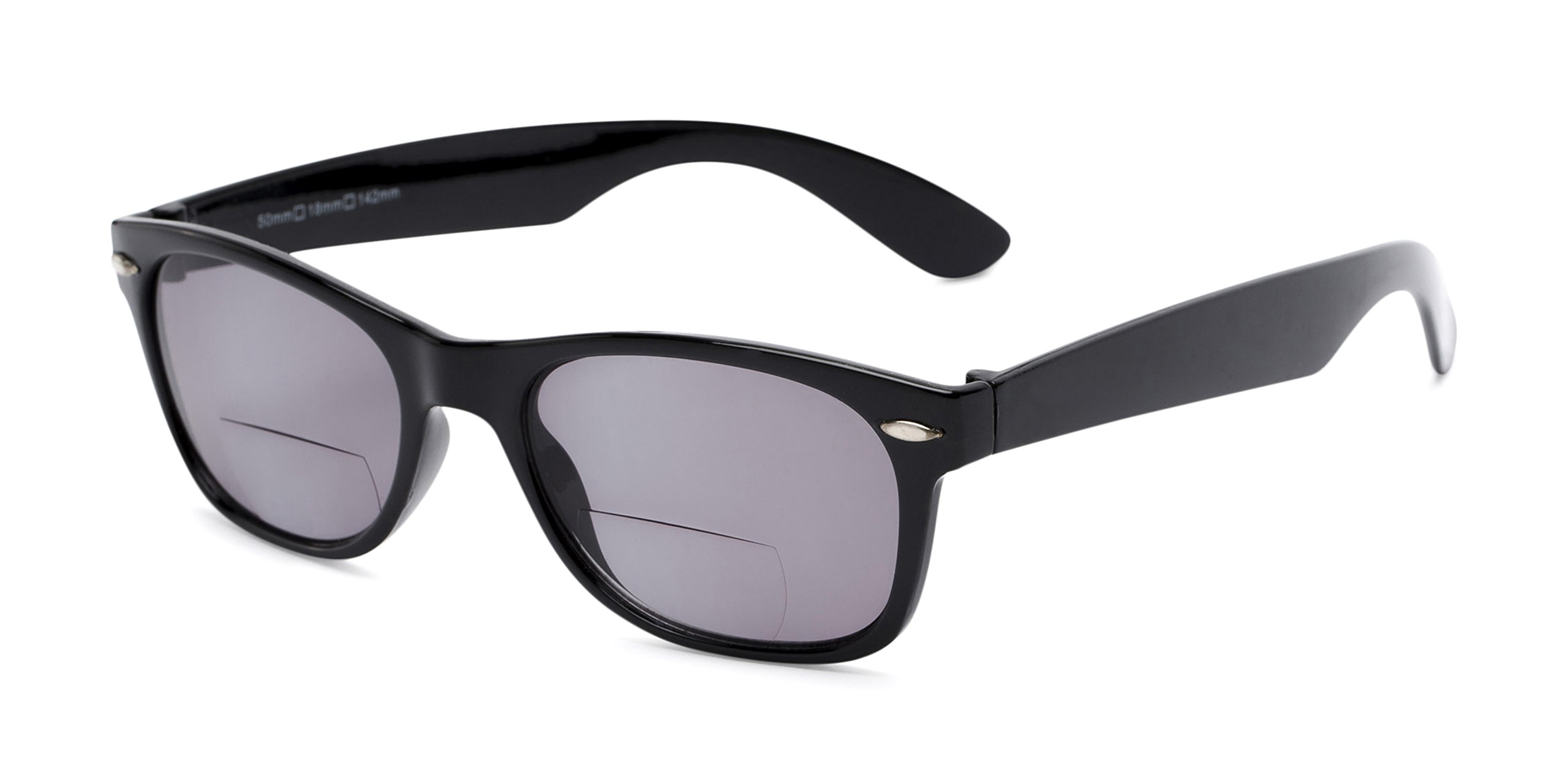 Joliet Bifocal Reading Sunglasses for Men & Women - Retro Square Plastic Frame, Black/Smoke Lens +2.00 Magnification - Outdoor Reading Glasses for Beach, Driving & Relaxing
