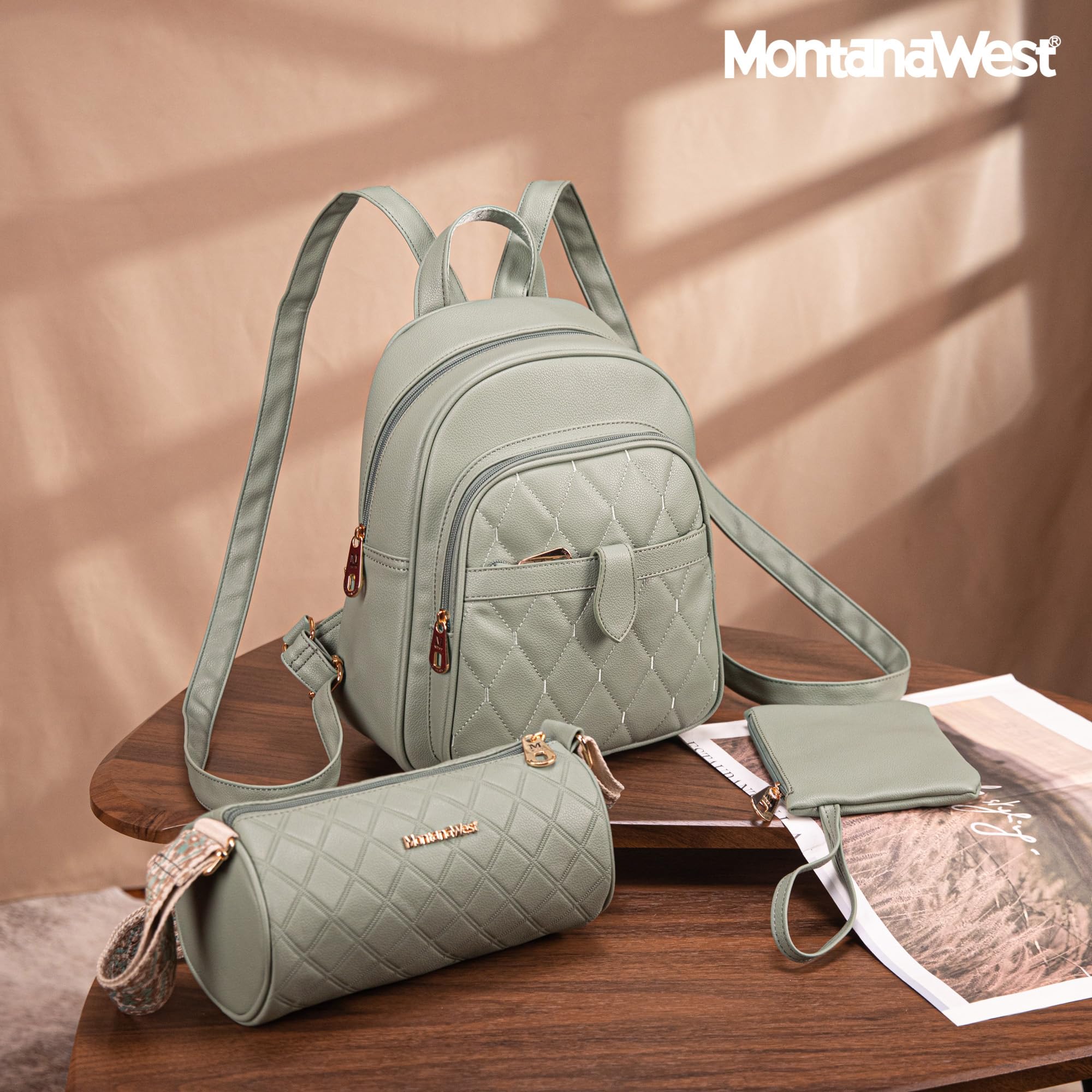 Montana West Anti Theft Backpack Purse Set for Women - Travel & Commute