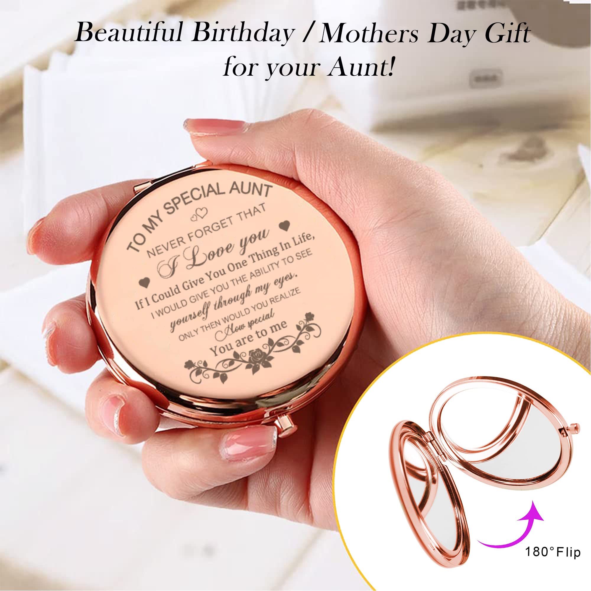 GAOLZIUY 2.5 Inch Rose Gold Compact Mirror - Portable Hand Mirror for Women, Perfect Gift for Mother's Day & Birthdays - Great for Makeup, Travel, and Home Use