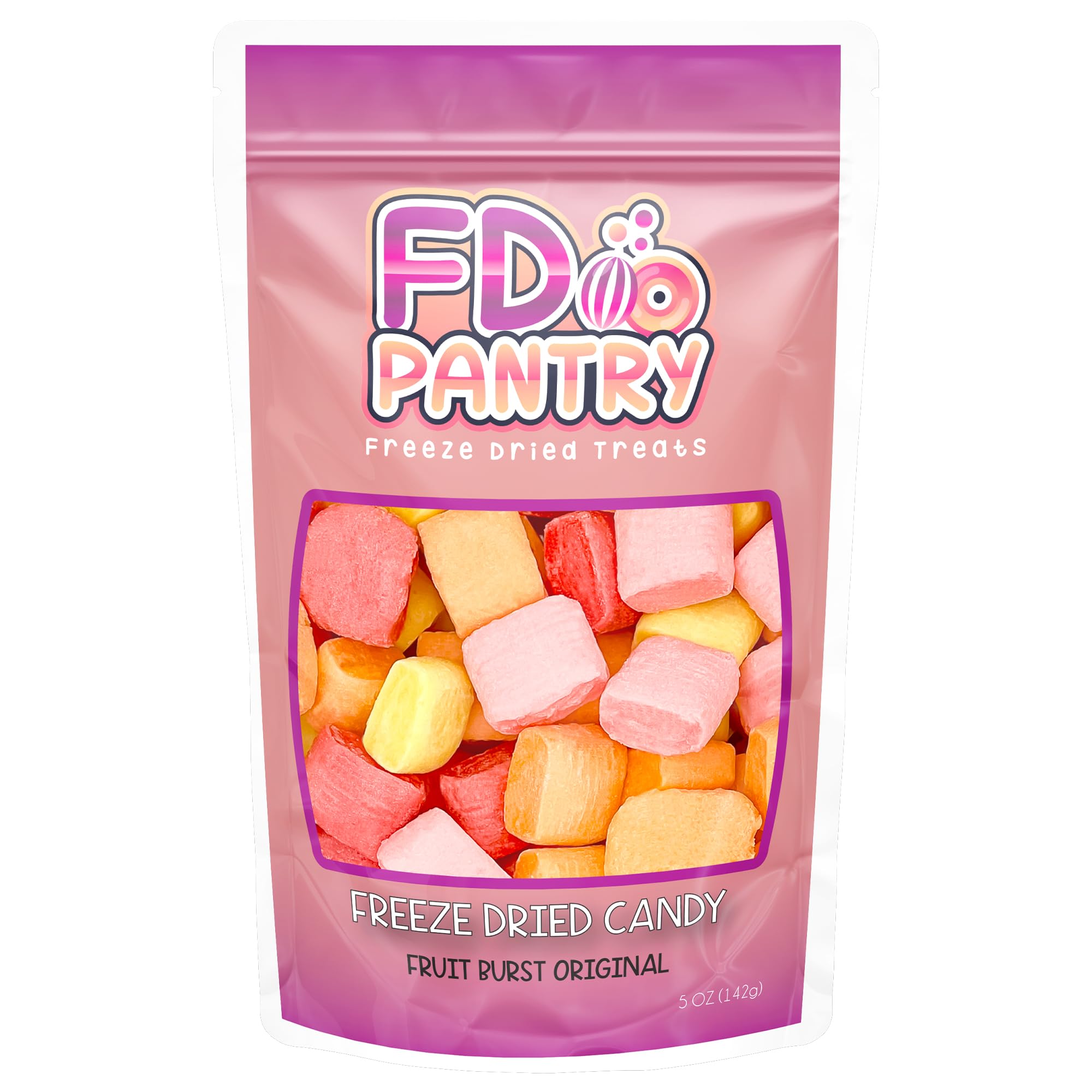 Freeze Dried Fruit Bursts Candy - 5oz Assorted Flavors (Cherry, Strawberry, Lemon, Orange) | Healthy Sweet Snacks, Party Favors & Gift Ideas | Perfect for Office Treats, Road Trips and Movie Nights