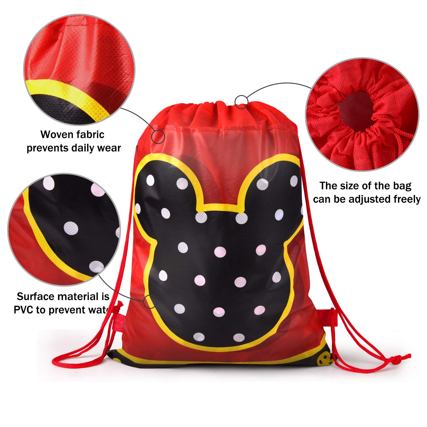 Rekcopu Mickey Mouse Favor Bags - Reusable Non-Woven Treat Candy Goodie Gift Bags for Baby Birthday Party Supplies & Baby Shower Decorations | Perfect for Mouse Theme Parties, Halloween Treats & Kids' Celebration Favors