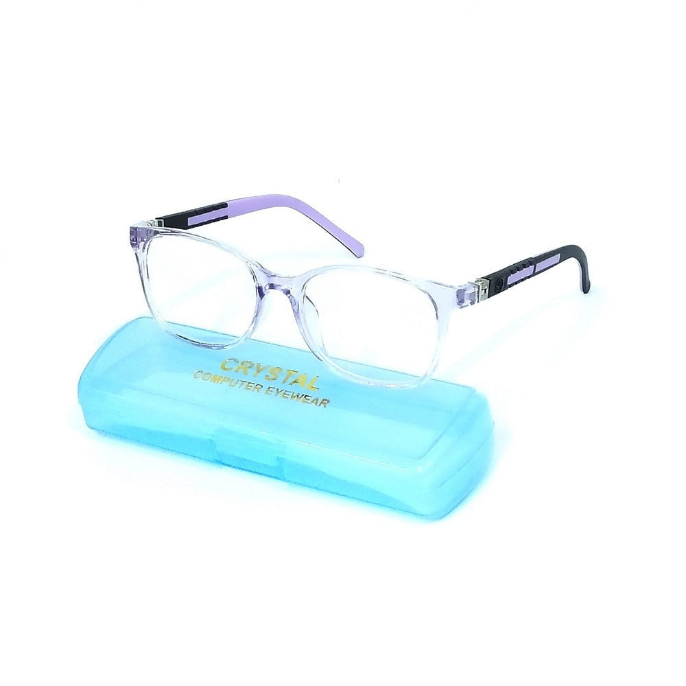 Square Transparent Purple Glasses with Blue Light Blocking for Kids Ages 6-10 | Purple Haze Style | Perfect for Online Classes, Gaming & Screen Time Protection