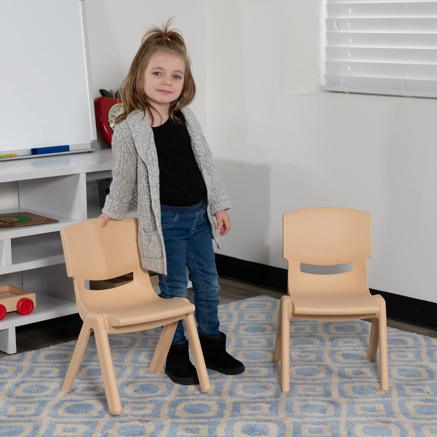 Flash Furniture Whitney 10-Pack Natural Plastic Stackable School Chairs - 10.5